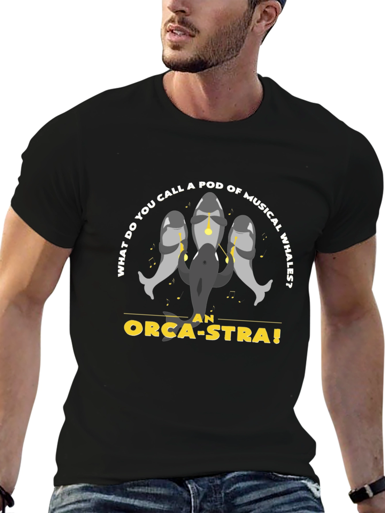 Orca-Stra T-Shirt - Musical Whale Pun Tee