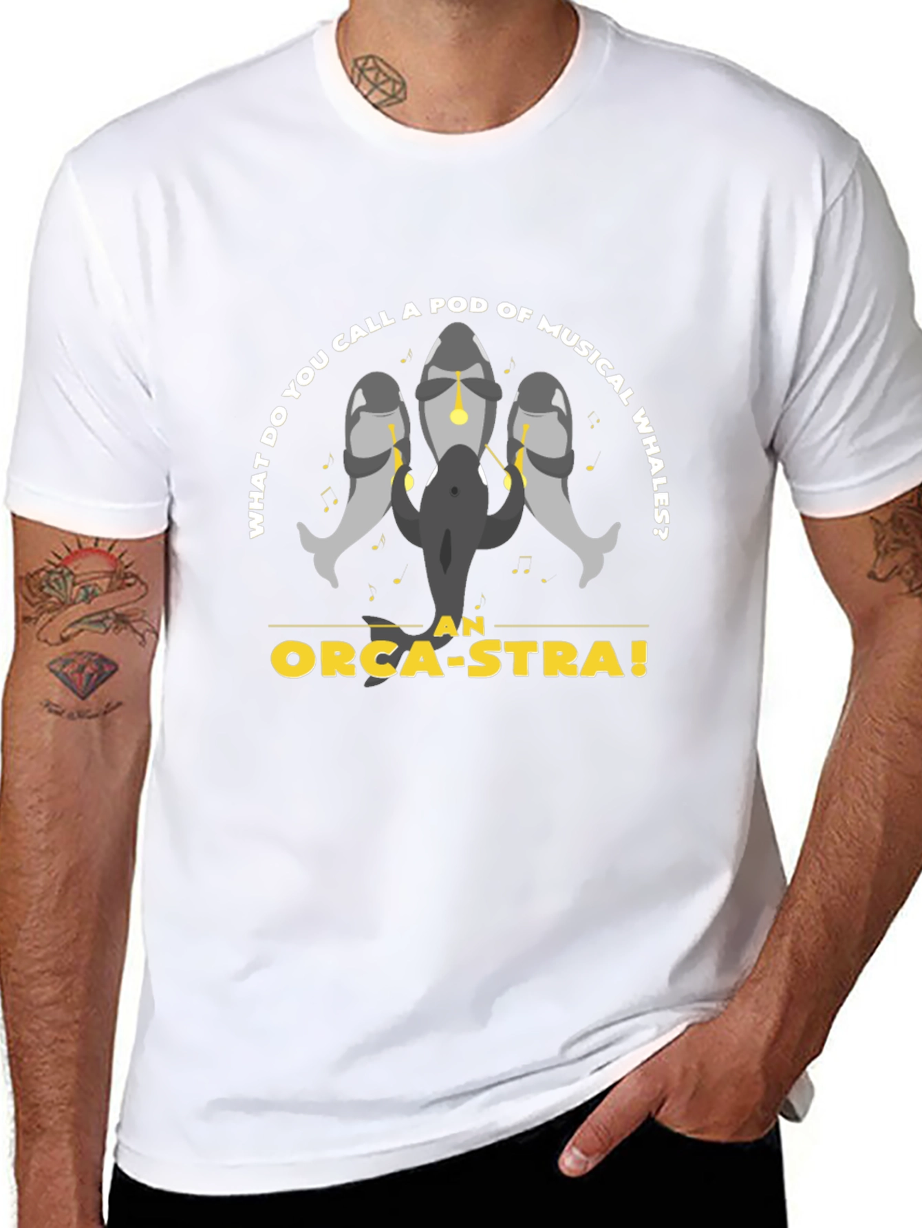 Orca-Stra T-Shirt - Musical Whale Pun Tee