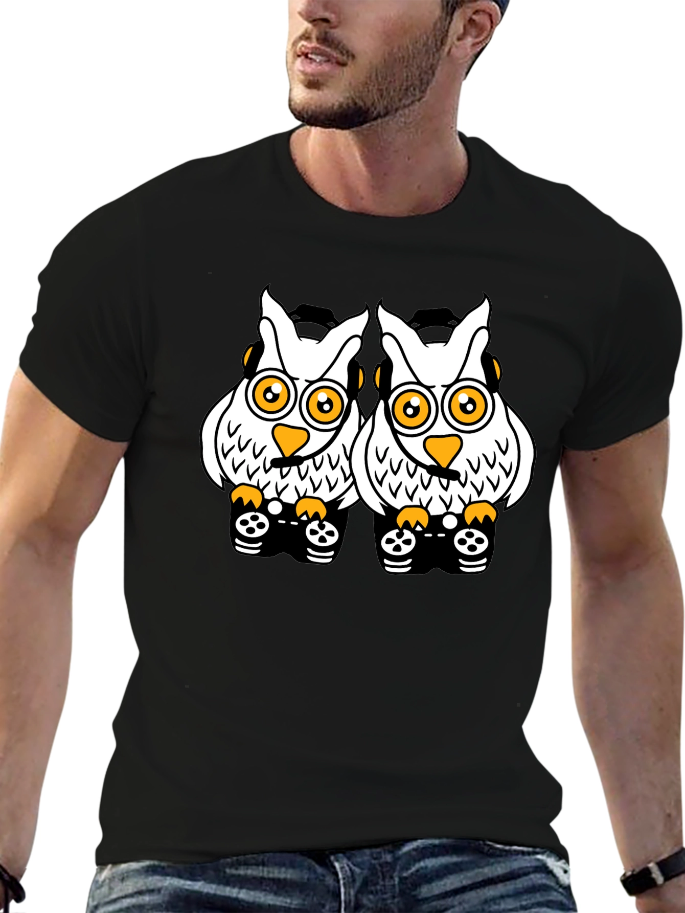 Owl Gamer T-Shirt - Black Cotton Tee