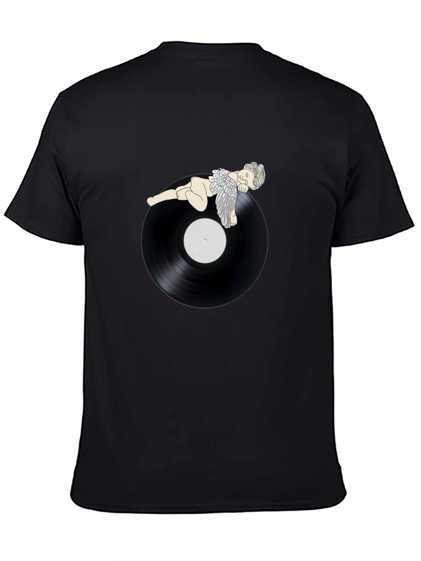 Angel On Record Black T-Shirt