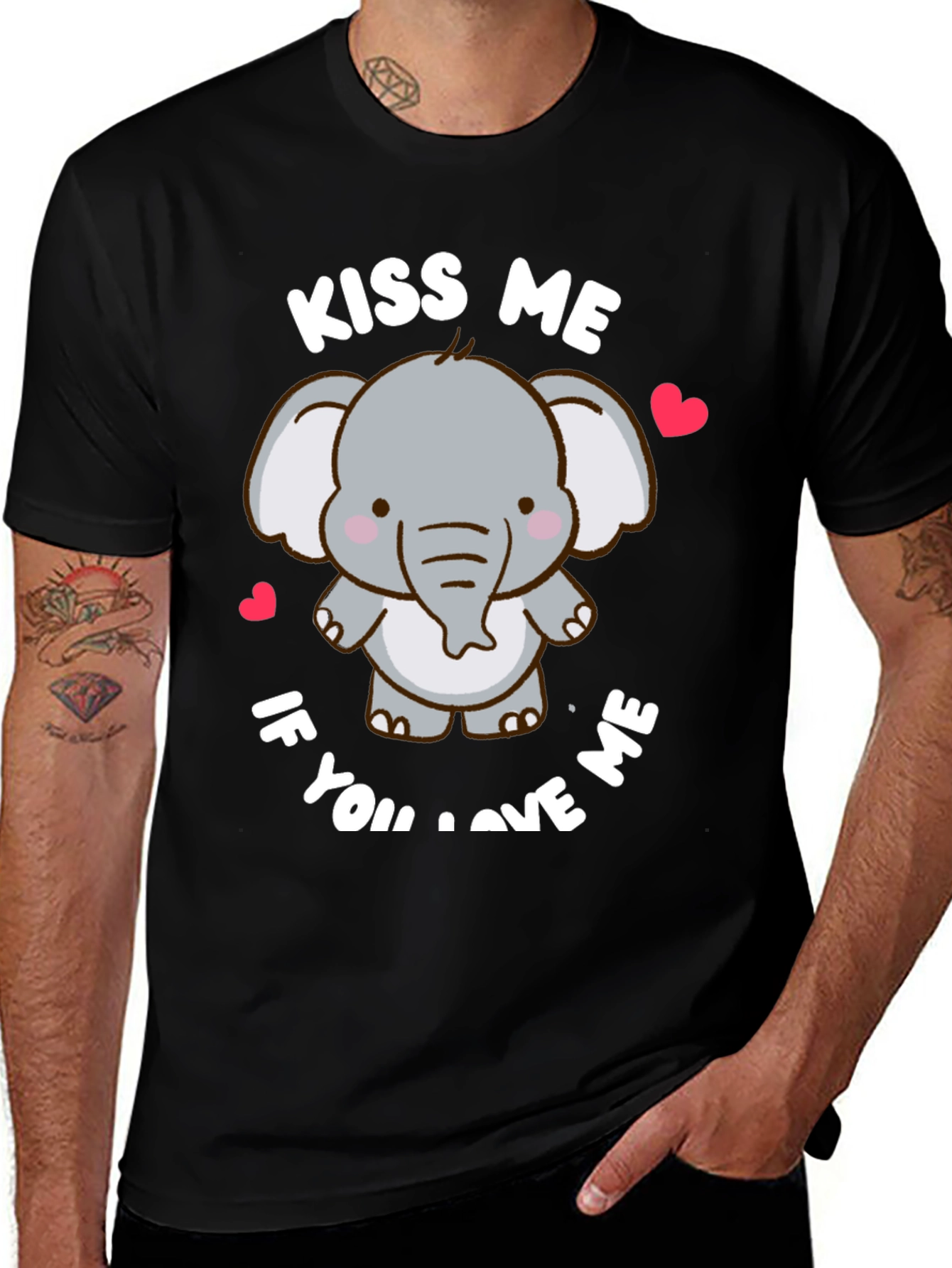 Cute Elephant Kiss Me Graphic T-Shirt