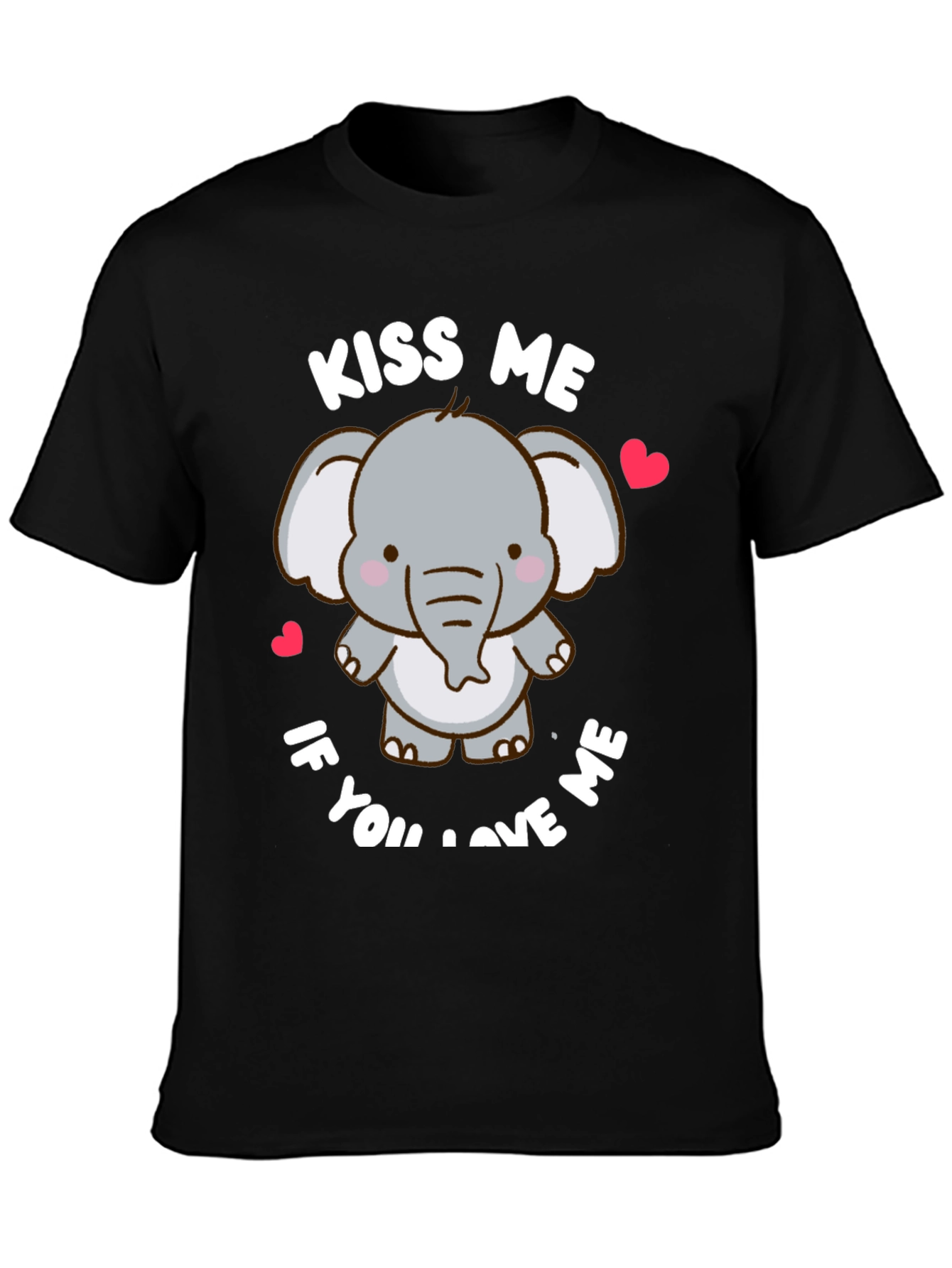 Cute Elephant Kiss Me Graphic T-Shirt