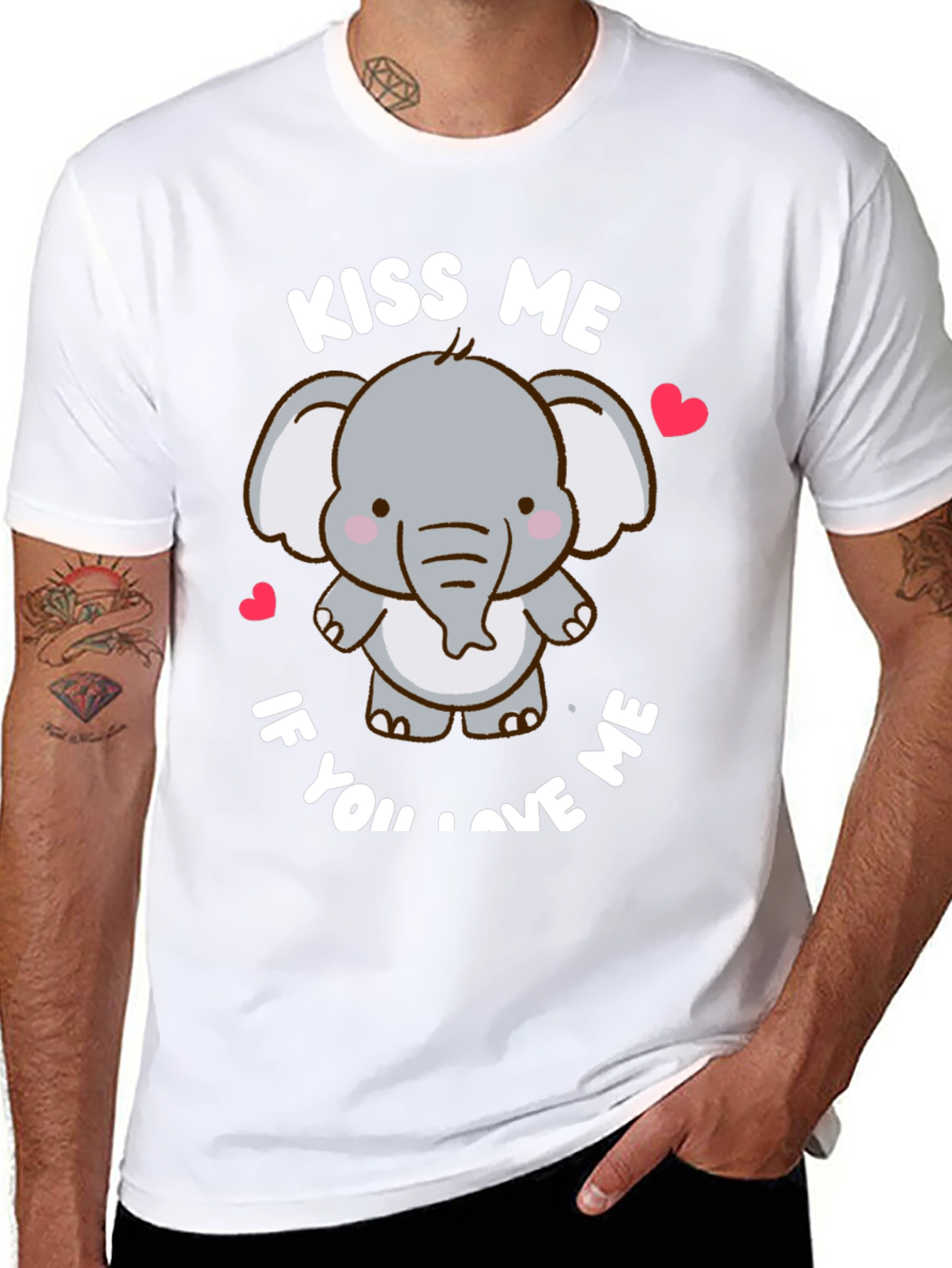 Cute Elephant Kiss Me Graphic T-Shirt