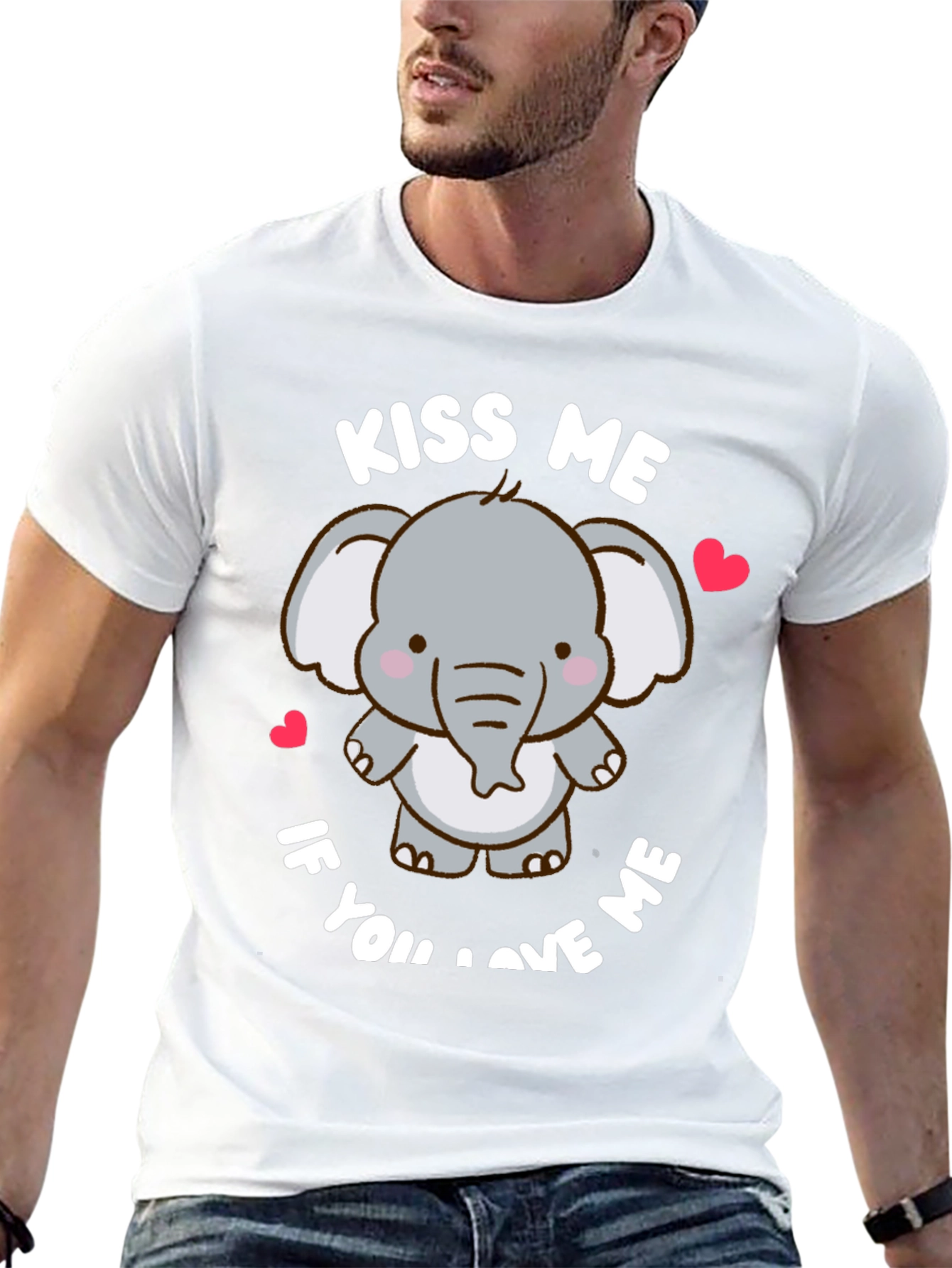 Cute Elephant Kiss Me Graphic T-Shirt