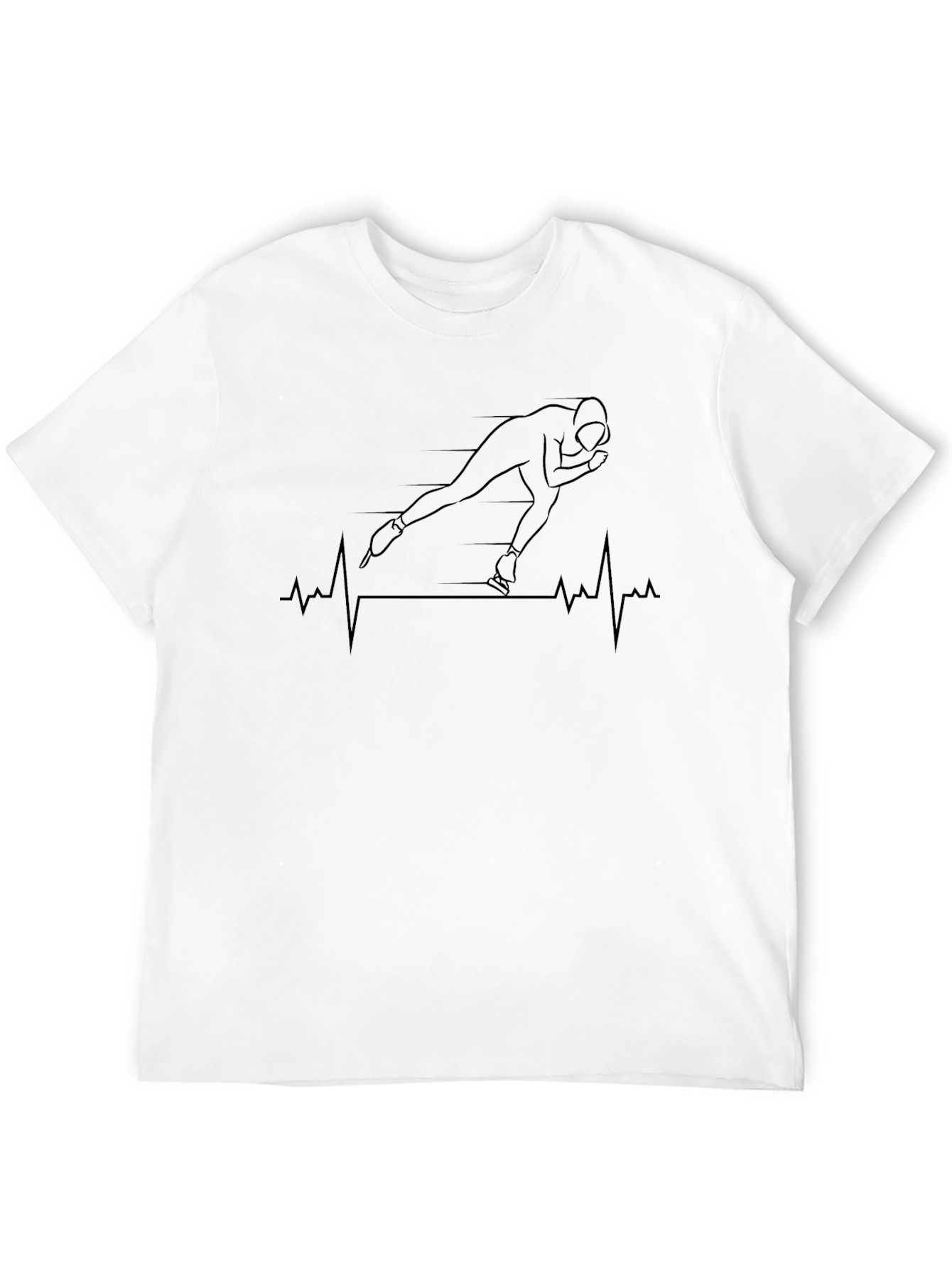 Speed Skating Heartbeat Black T-Shirt