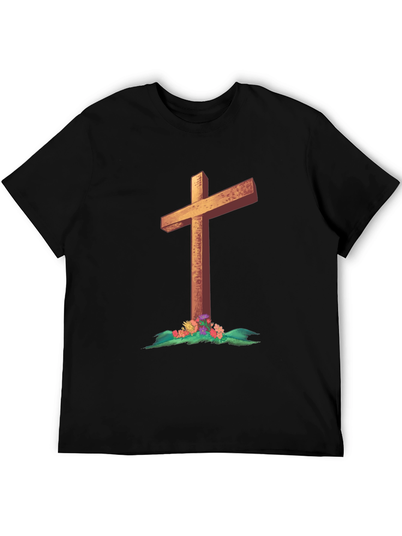 Cross and Flowers Graphic T-Shirt