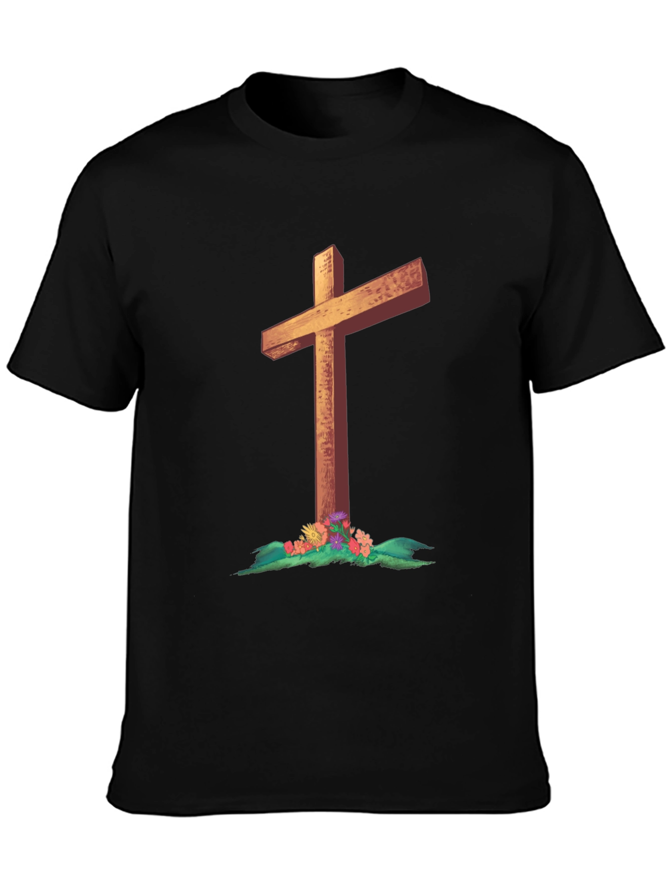 Cross and Flowers Graphic T-Shirt
