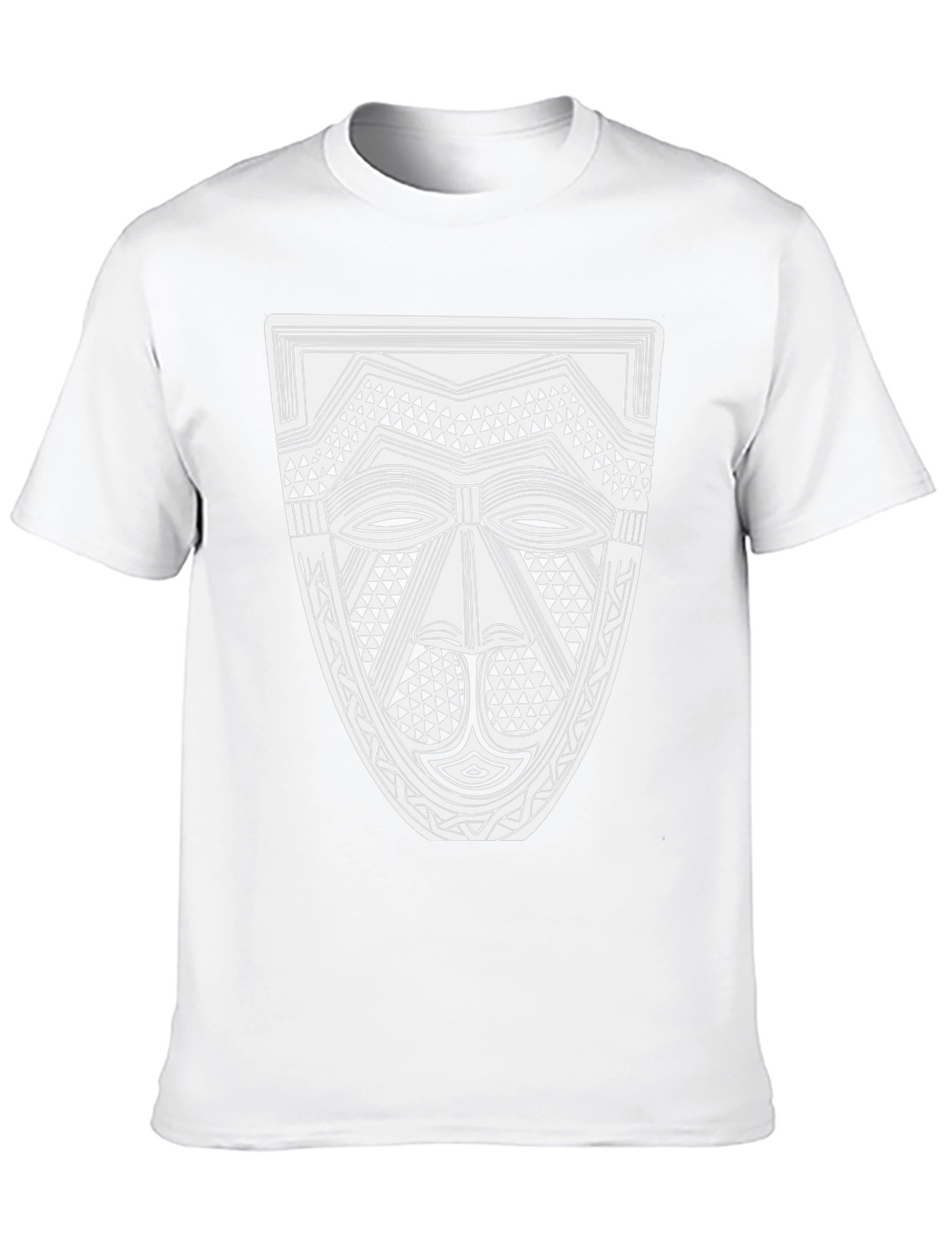 Tribal Mask Graphic Tee - Black Cotton T-Shirt