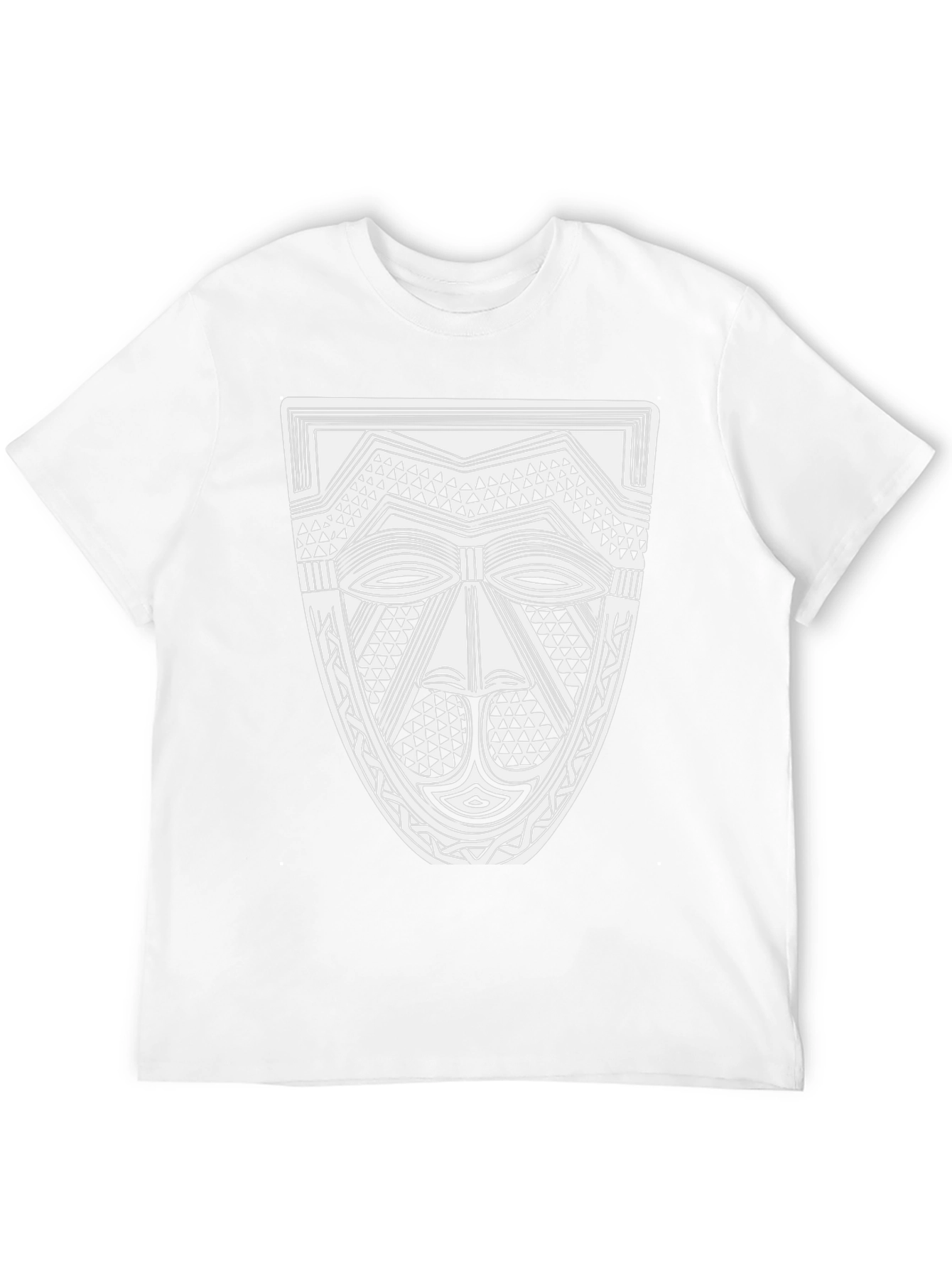 Tribal Mask Graphic Tee - Black Cotton T-Shirt