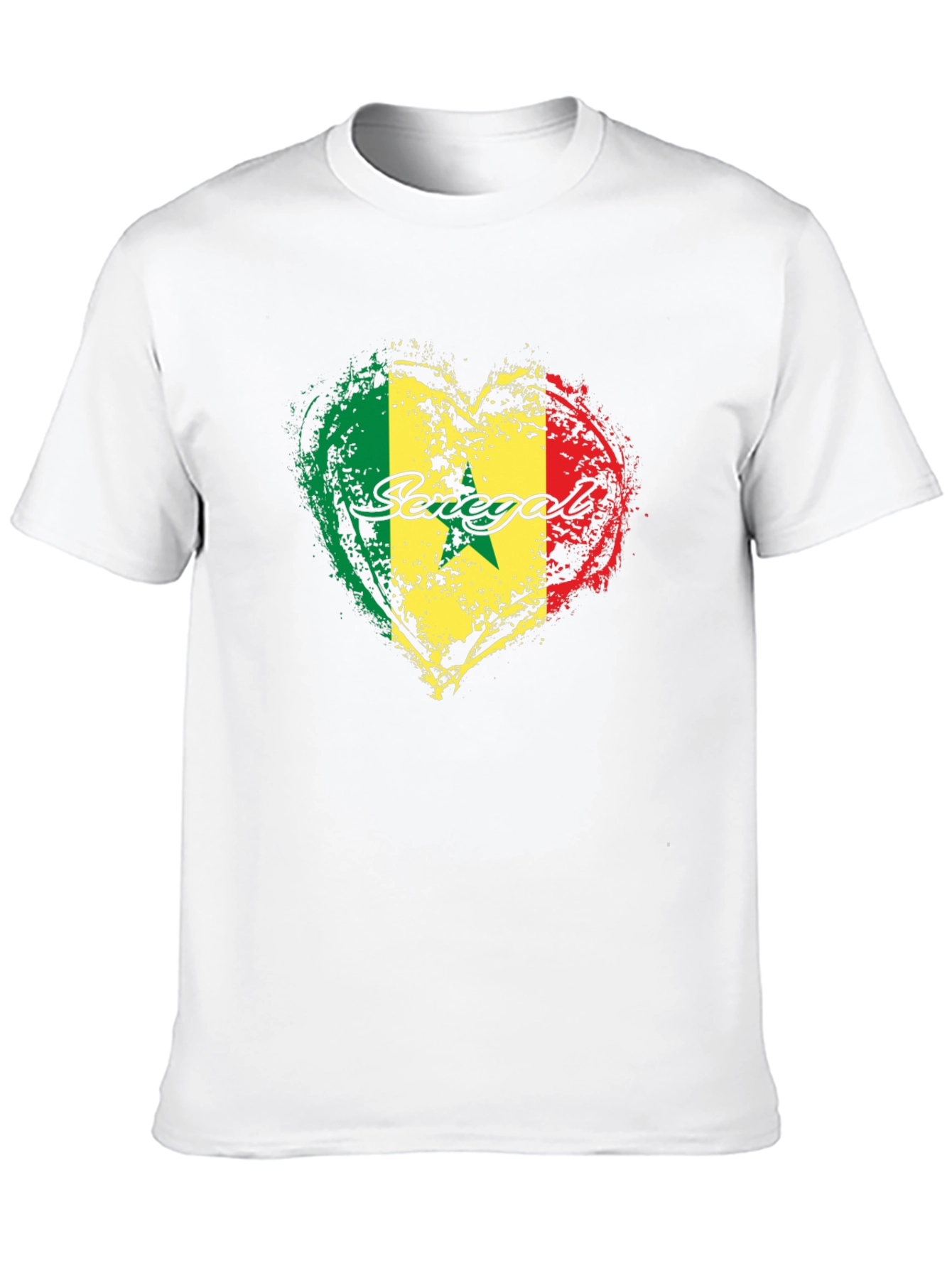 Senegal Heart Flag Graphic Black T-Shirt