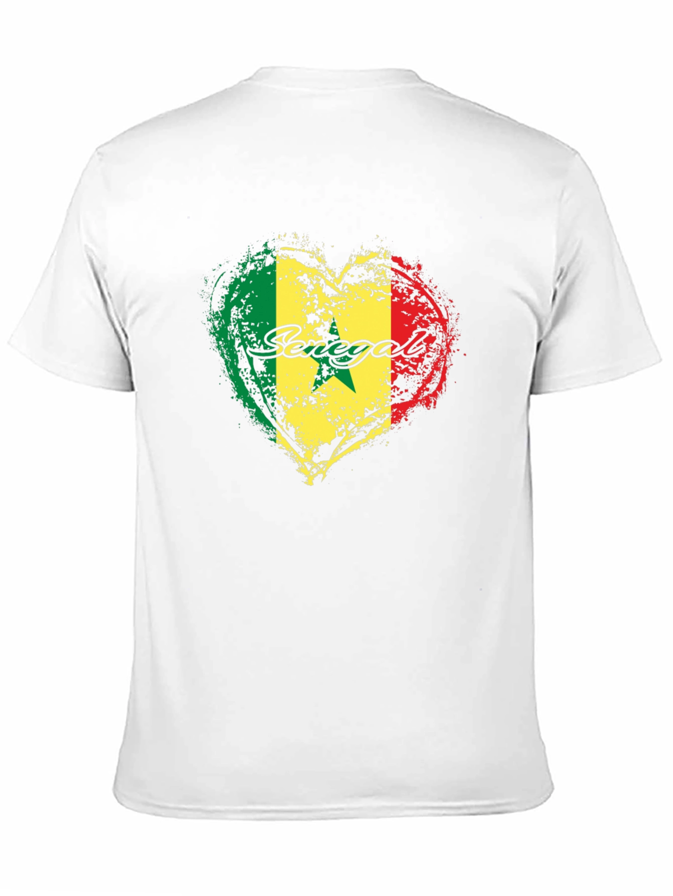 Senegal Heart Flag Graphic Black T-Shirt