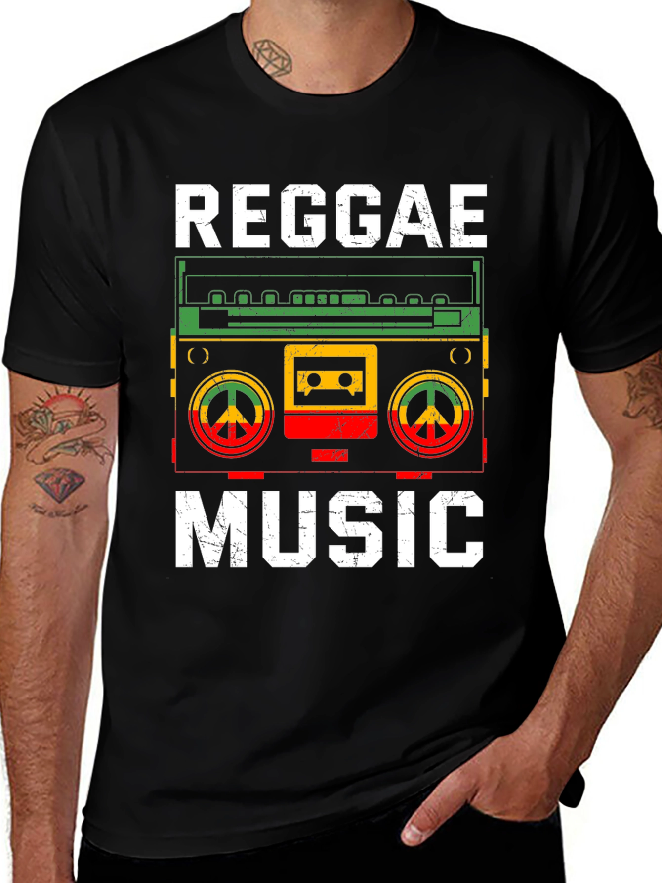 Reggae Music T-Shirt Retro Boombox Design