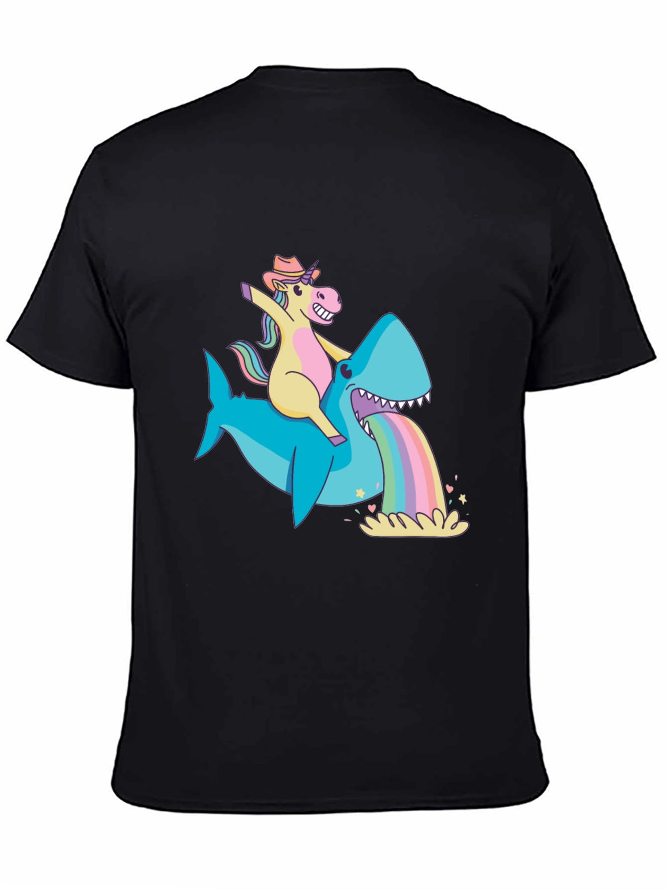 Unicorn Riding Shark Rainbow Vomit T-Shirt