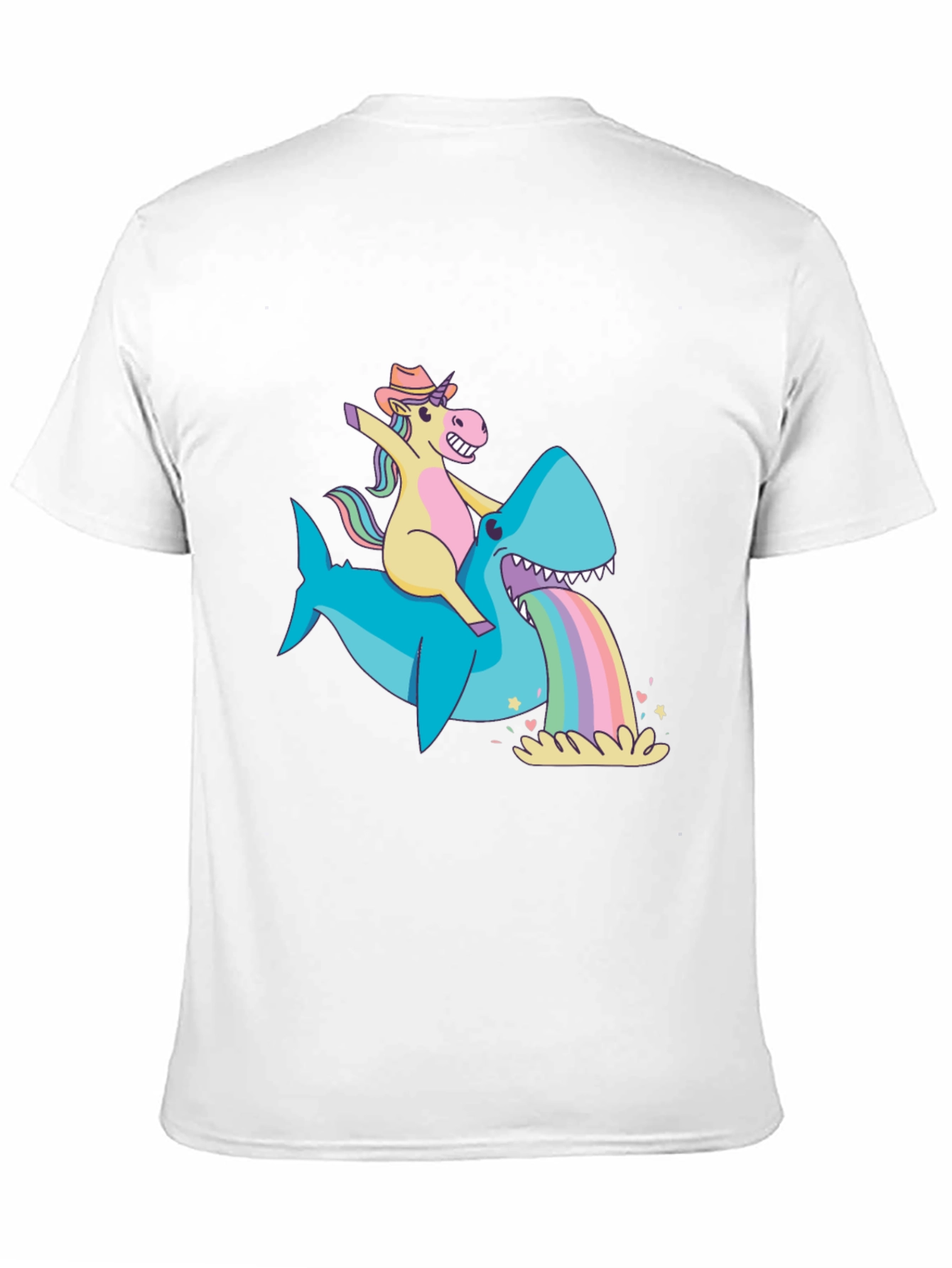 Unicorn Riding Shark Rainbow Vomit T-Shirt