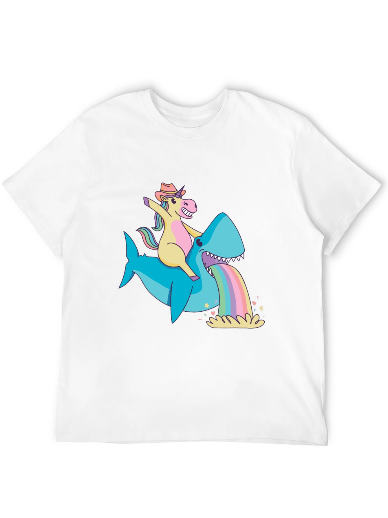 Unicorn Riding Shark Rainbow Vomit T-Shirt