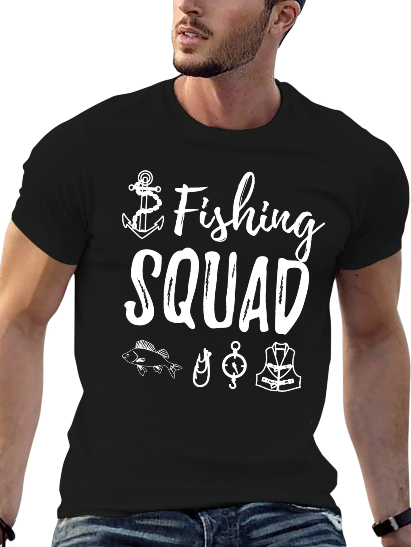 Fishing Squad Black Graphic T-Shirt