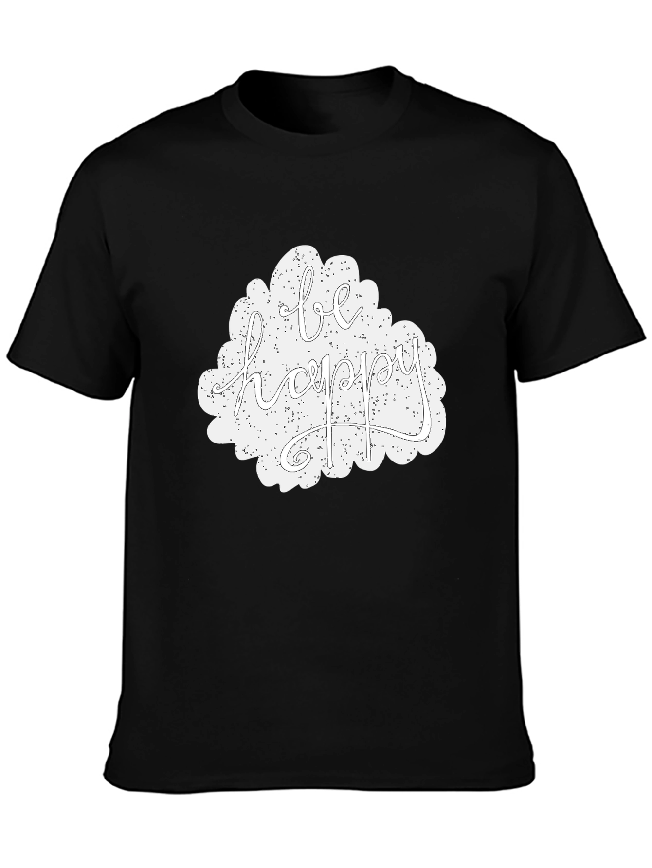 Be Happy Graphic Tee - Black Casual T-Shirt