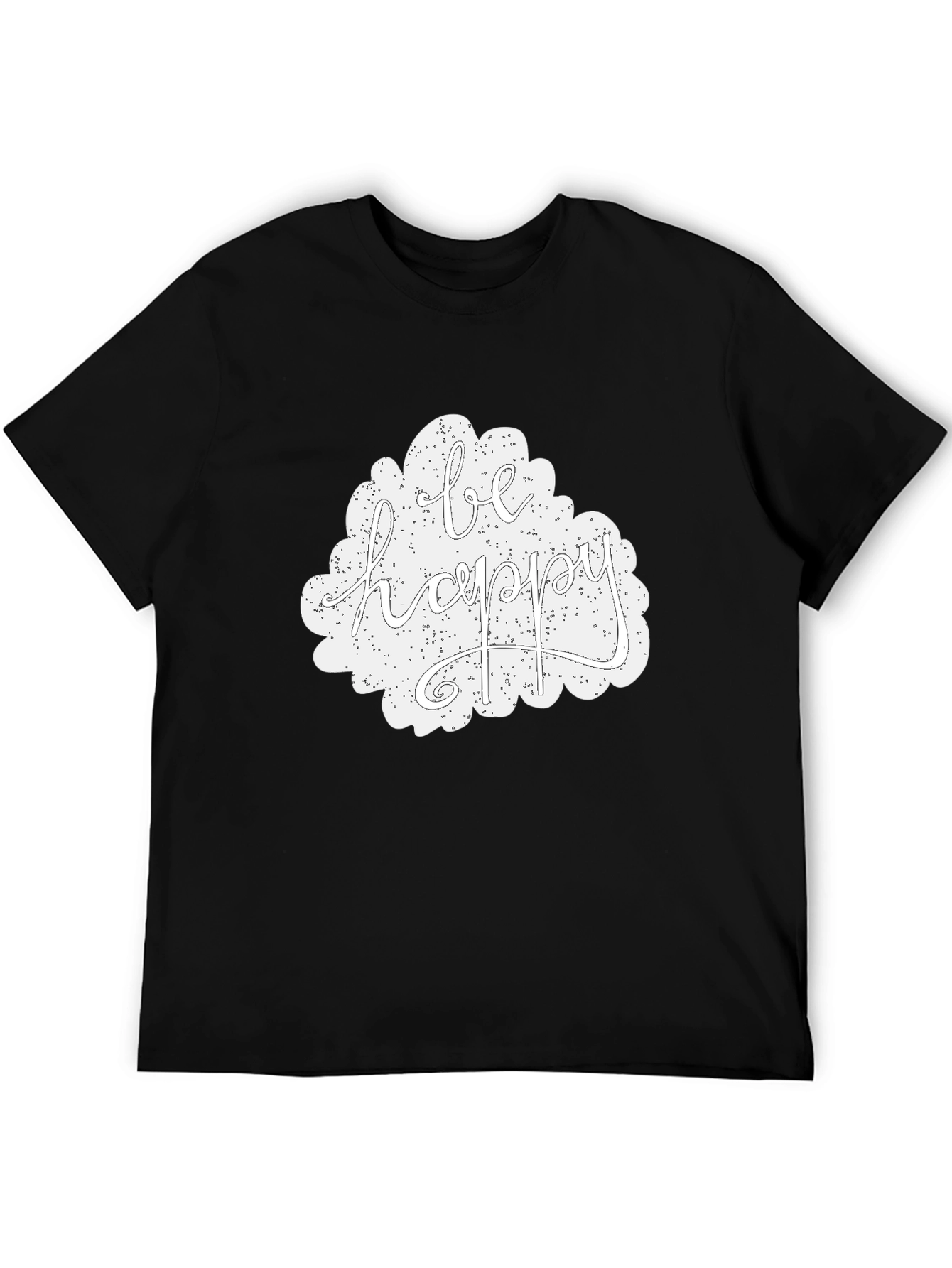 Be Happy Graphic Tee - Black Casual T-Shirt