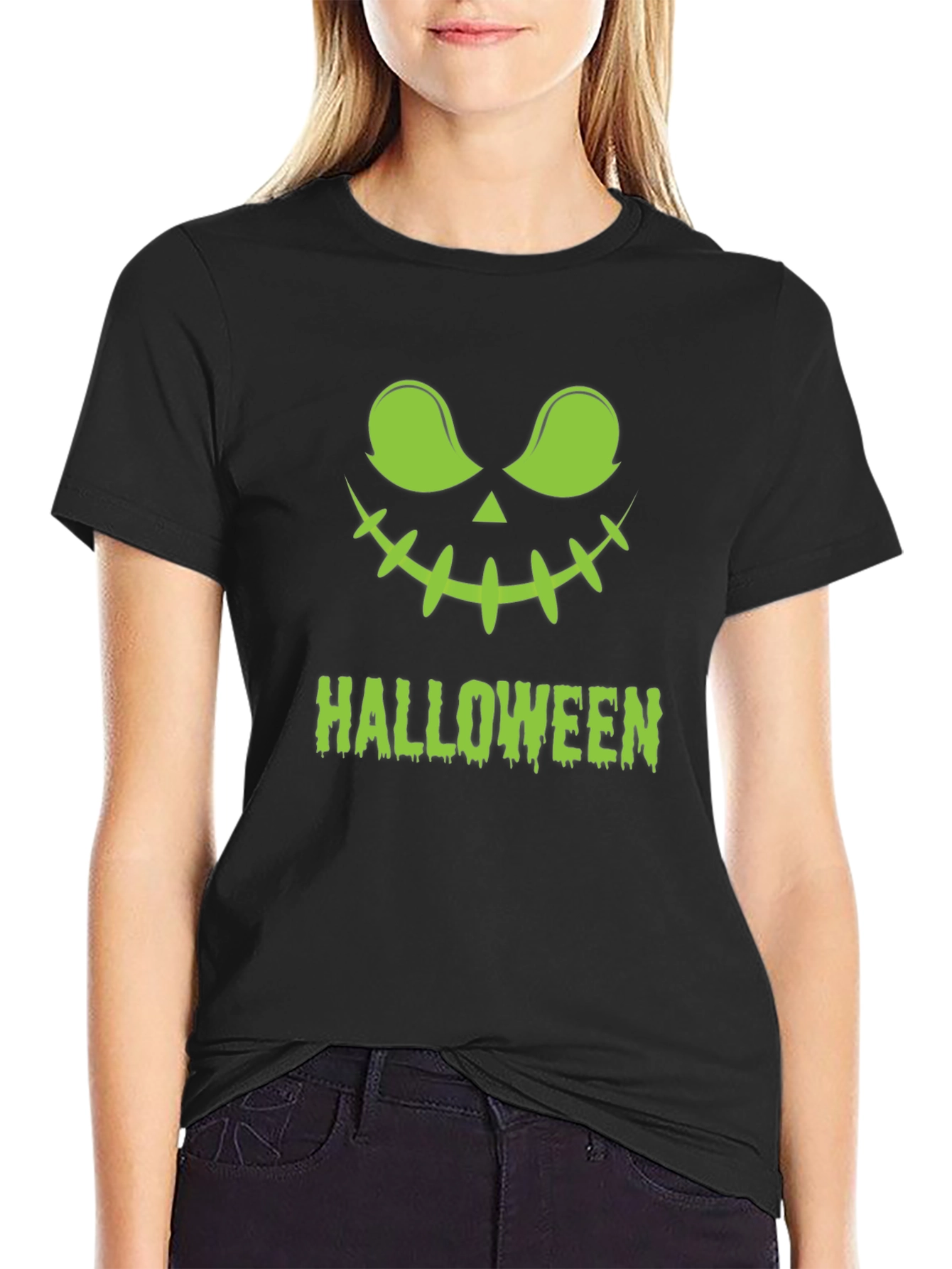 Halloween Jack-O-Lantern Graphic Tee - Black