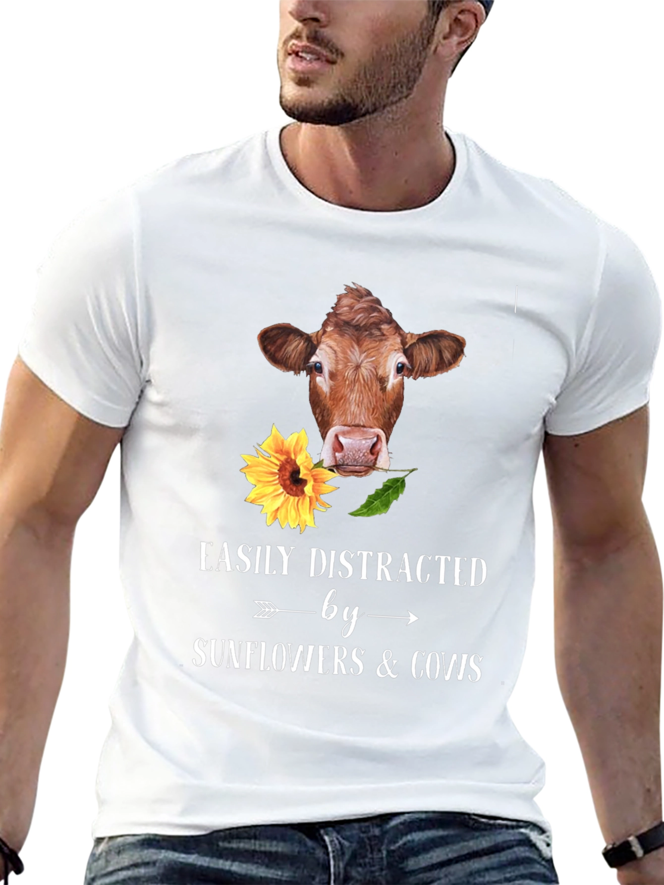 Easily Distracted By Cows & Sunflowers T-Shirt
