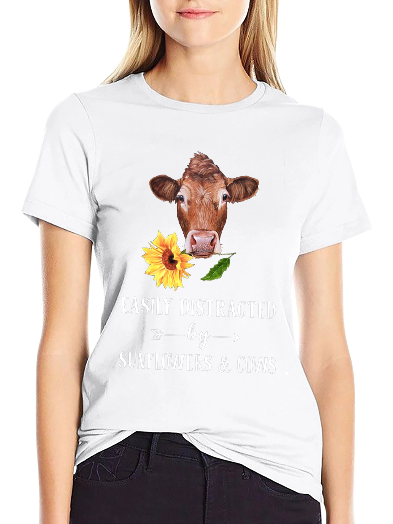 Easily Distracted By Cows & Sunflowers T-Shirt