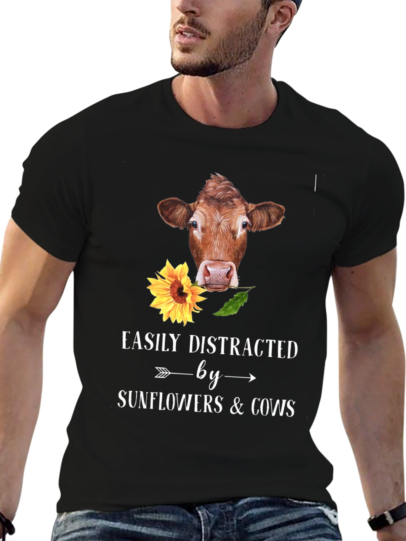 Easily Distracted By Cows & Sunflowers T-Shirt