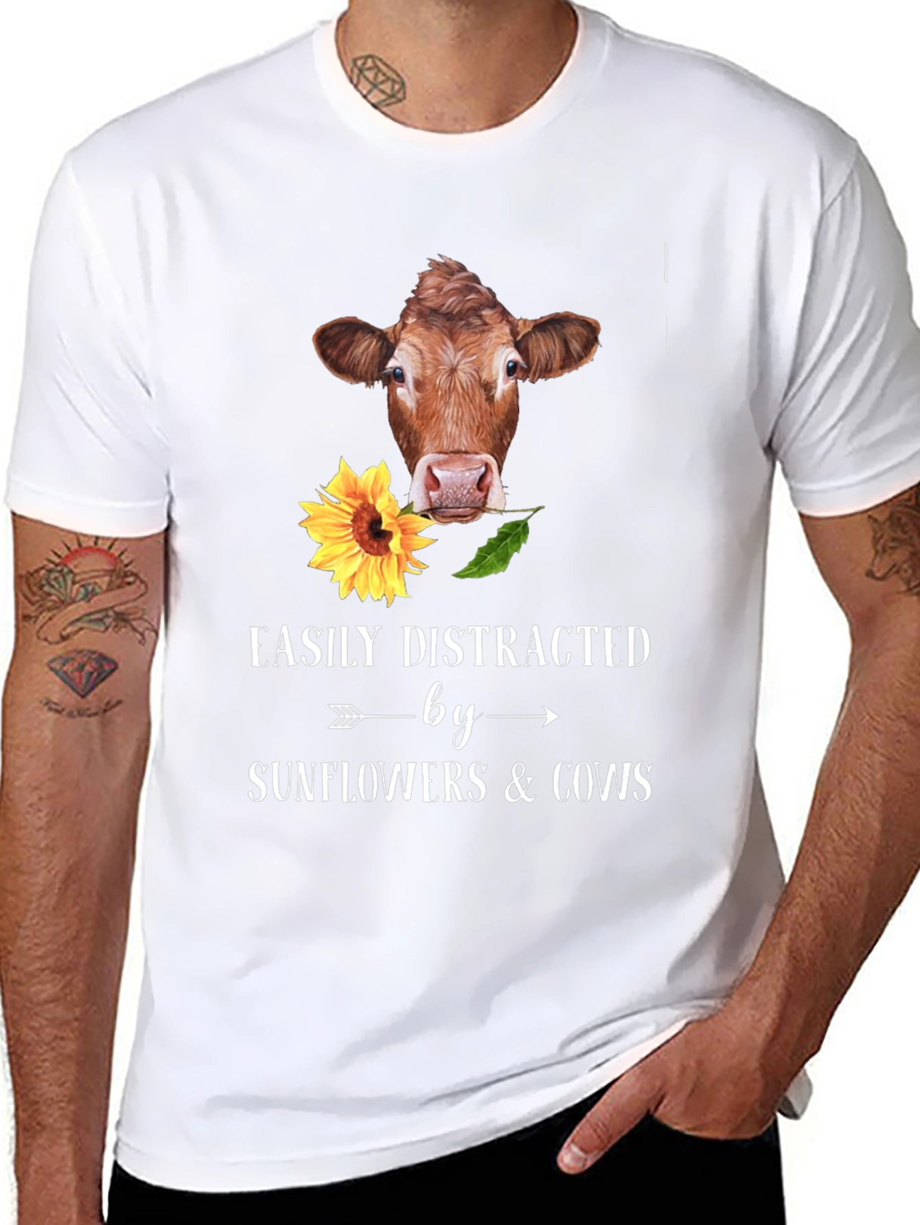 Easily Distracted By Cows & Sunflowers T-Shirt
