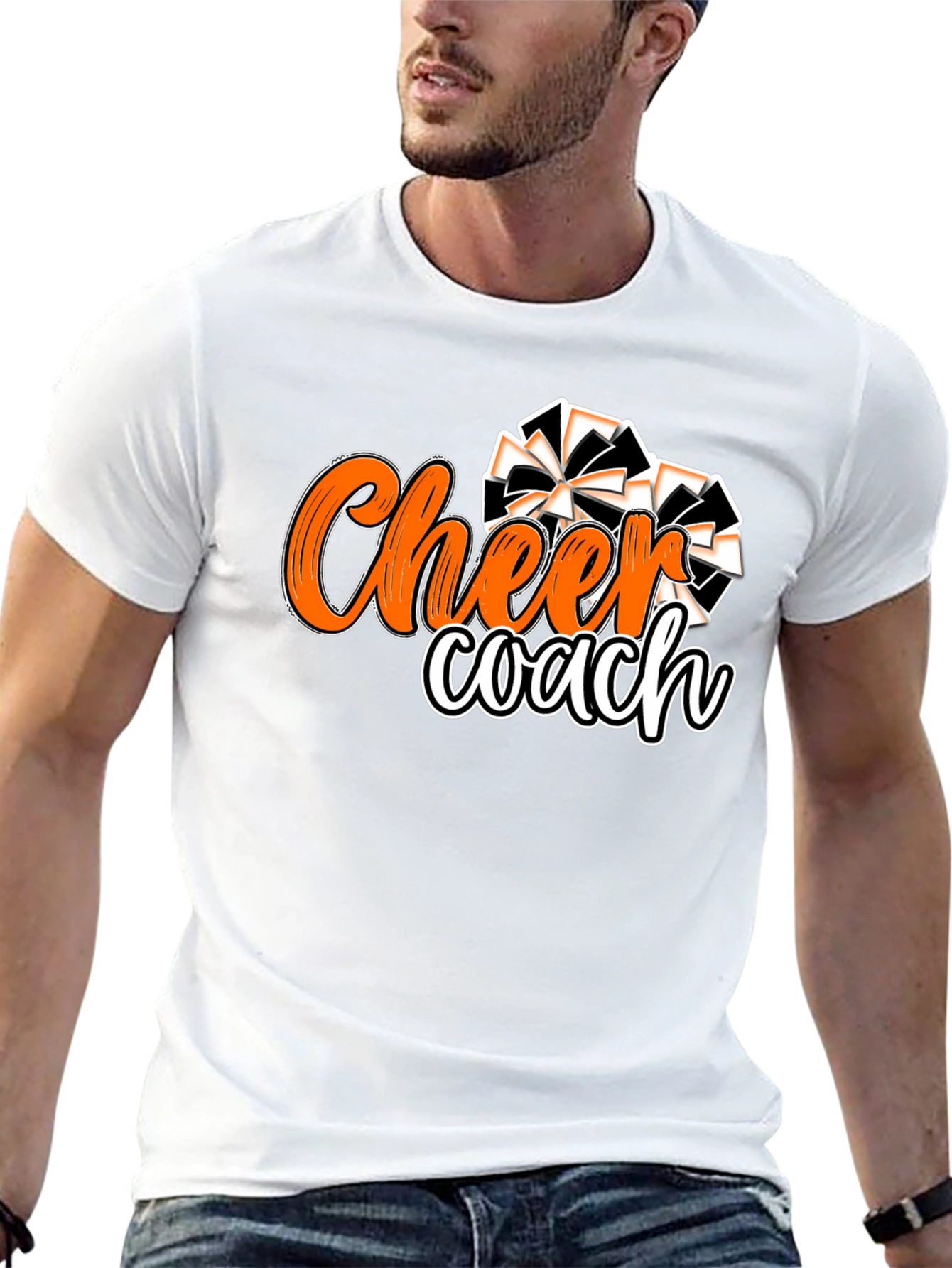 Cheer Coach T-Shirt Black Orange Spirit Wear