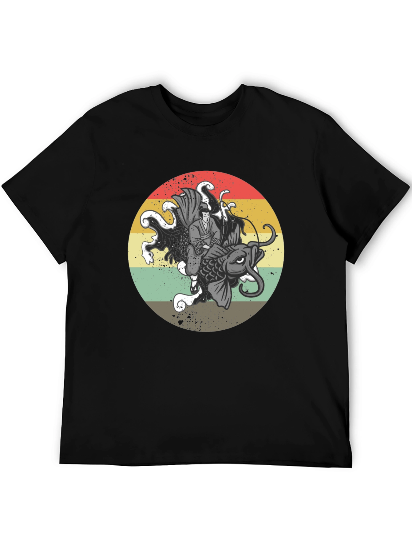 Koi Fish Samurai Graphic Tee - Retro Style T-Shirt