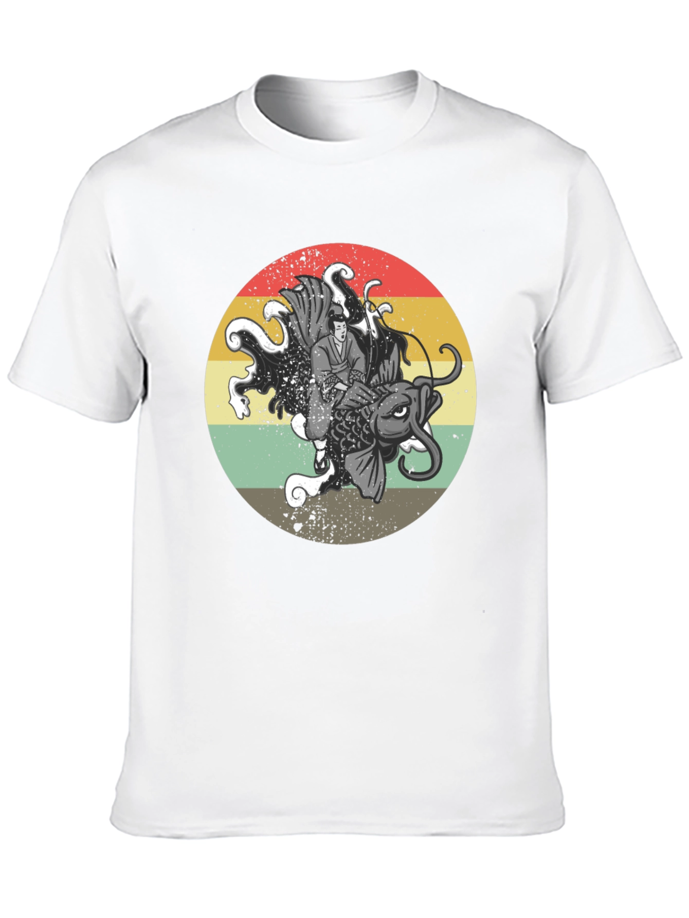 Koi Fish Samurai Graphic Tee - Retro Style T-Shirt
