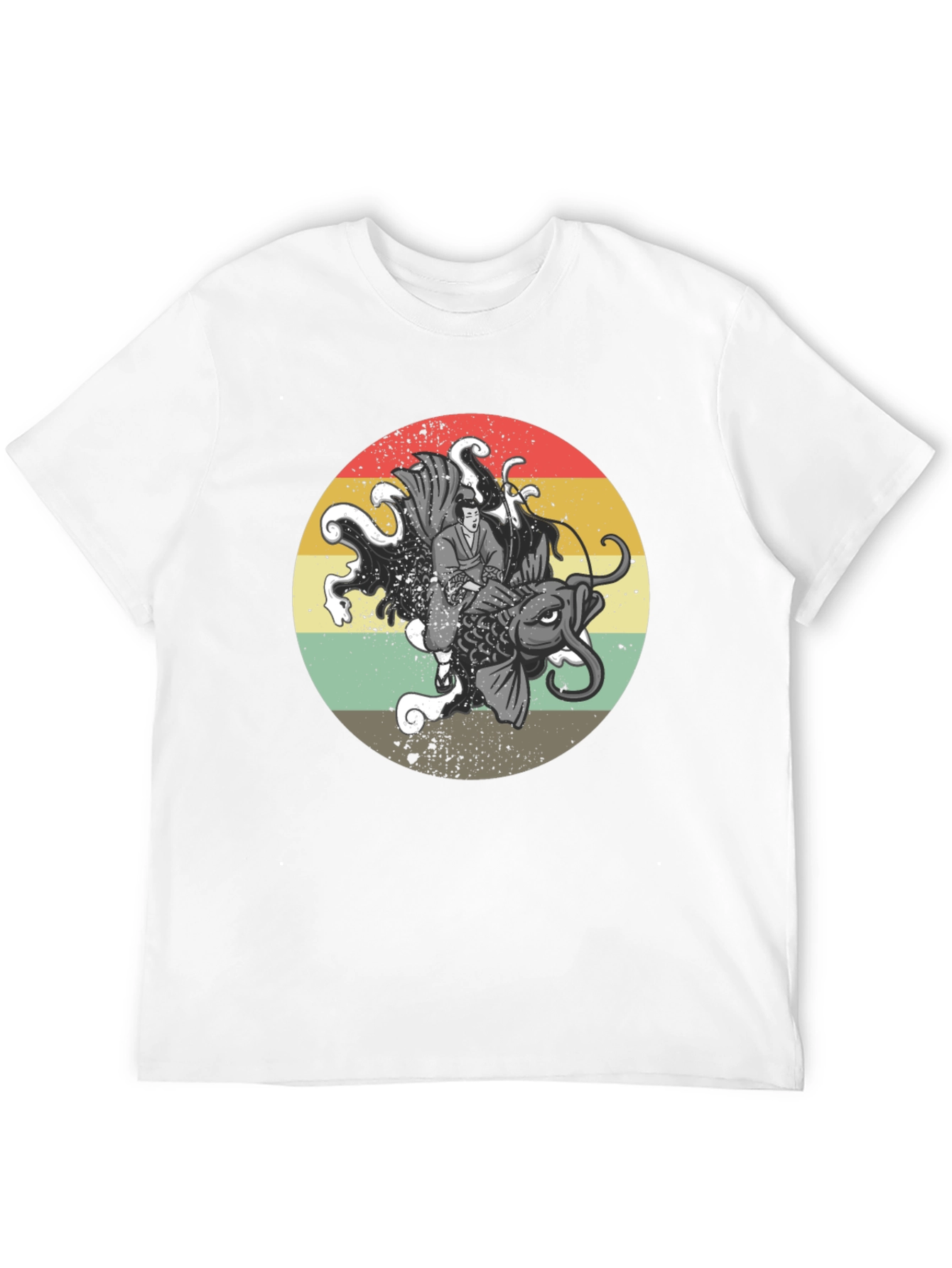 Koi Fish Samurai Graphic Tee - Retro Style T-Shirt