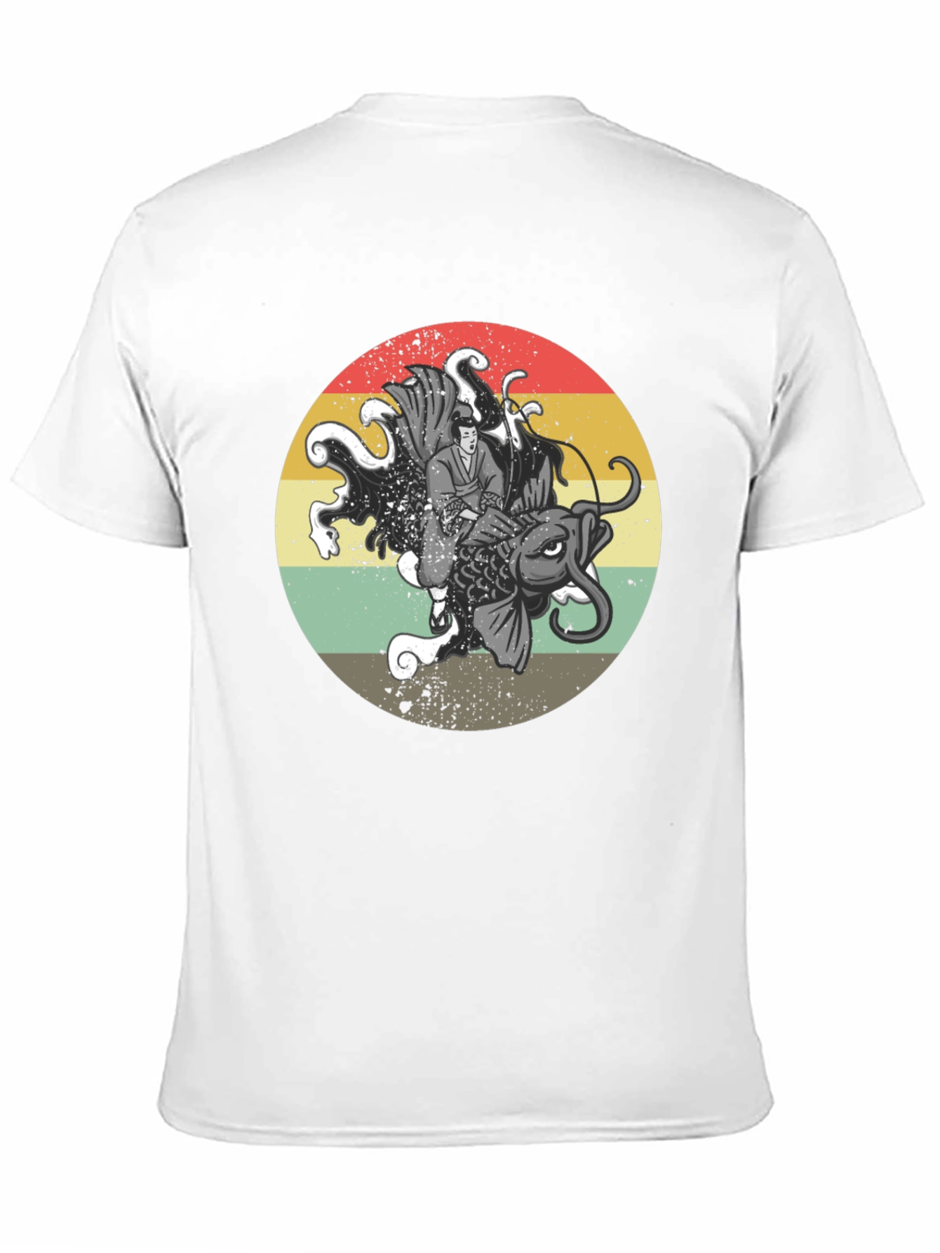 Koi Fish Samurai Graphic Tee - Retro Style T-Shirt