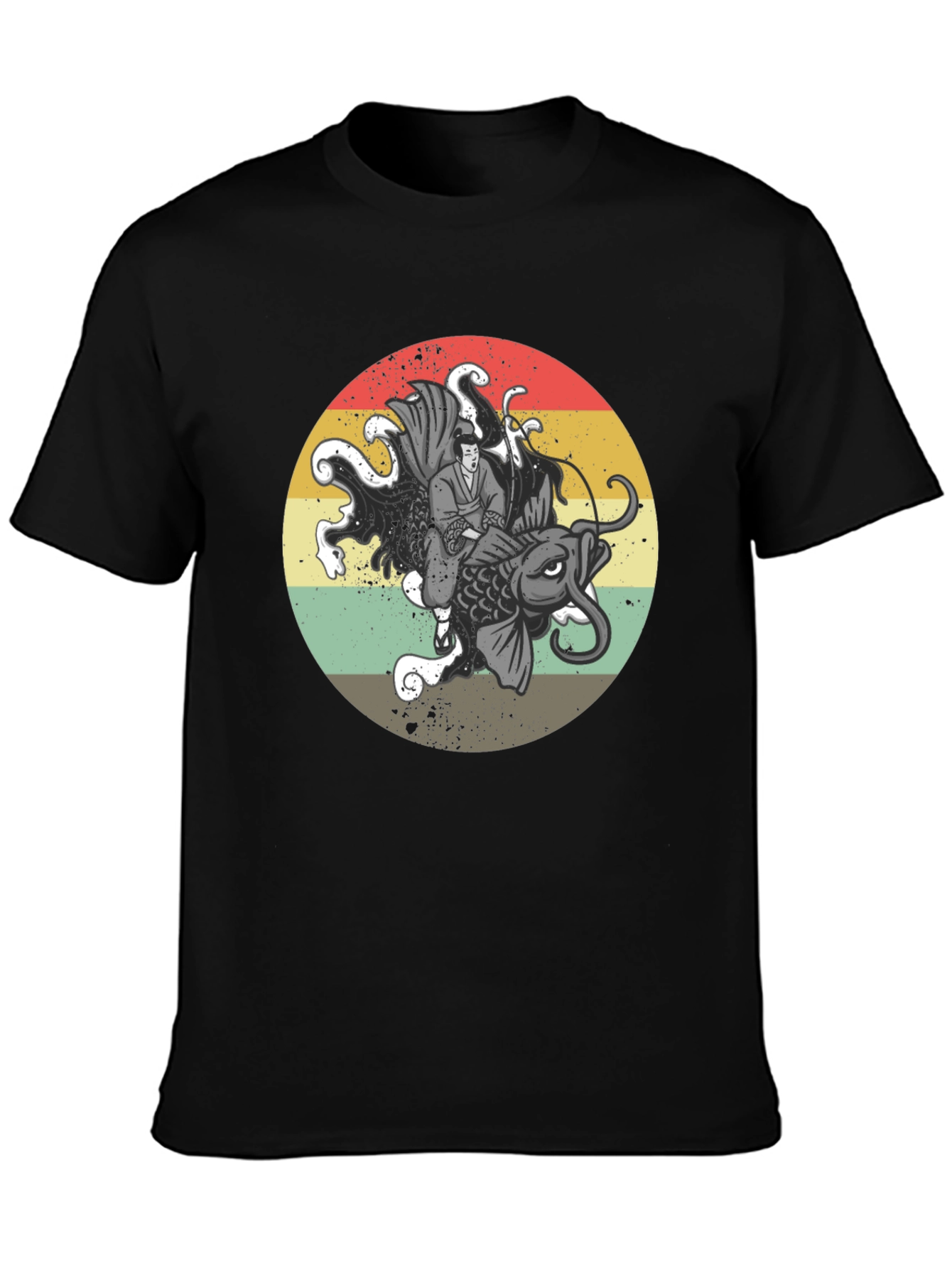 Koi Fish Samurai Graphic Tee - Retro Style T-Shirt