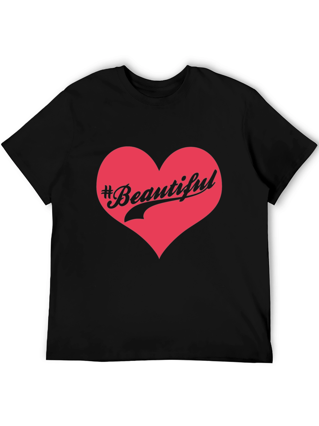 Beautiful Heart Graphic Mens Black T-Shirt
