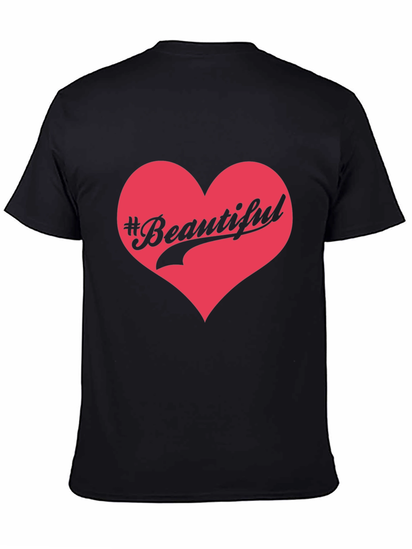 Beautiful Heart Graphic Mens Black T-Shirt