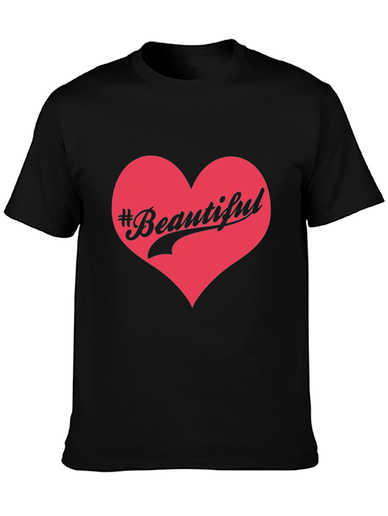 Beautiful Heart Graphic Mens Black T-Shirt