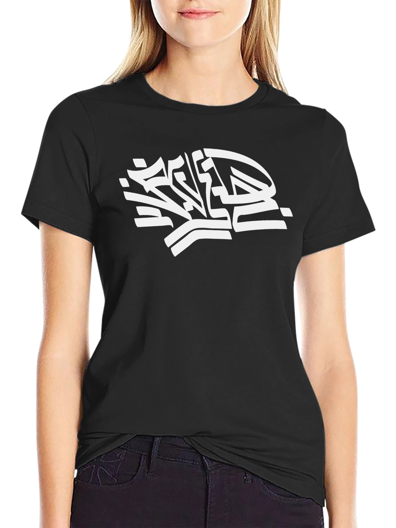 Abstract Graffiti Style Black Graphic Tee