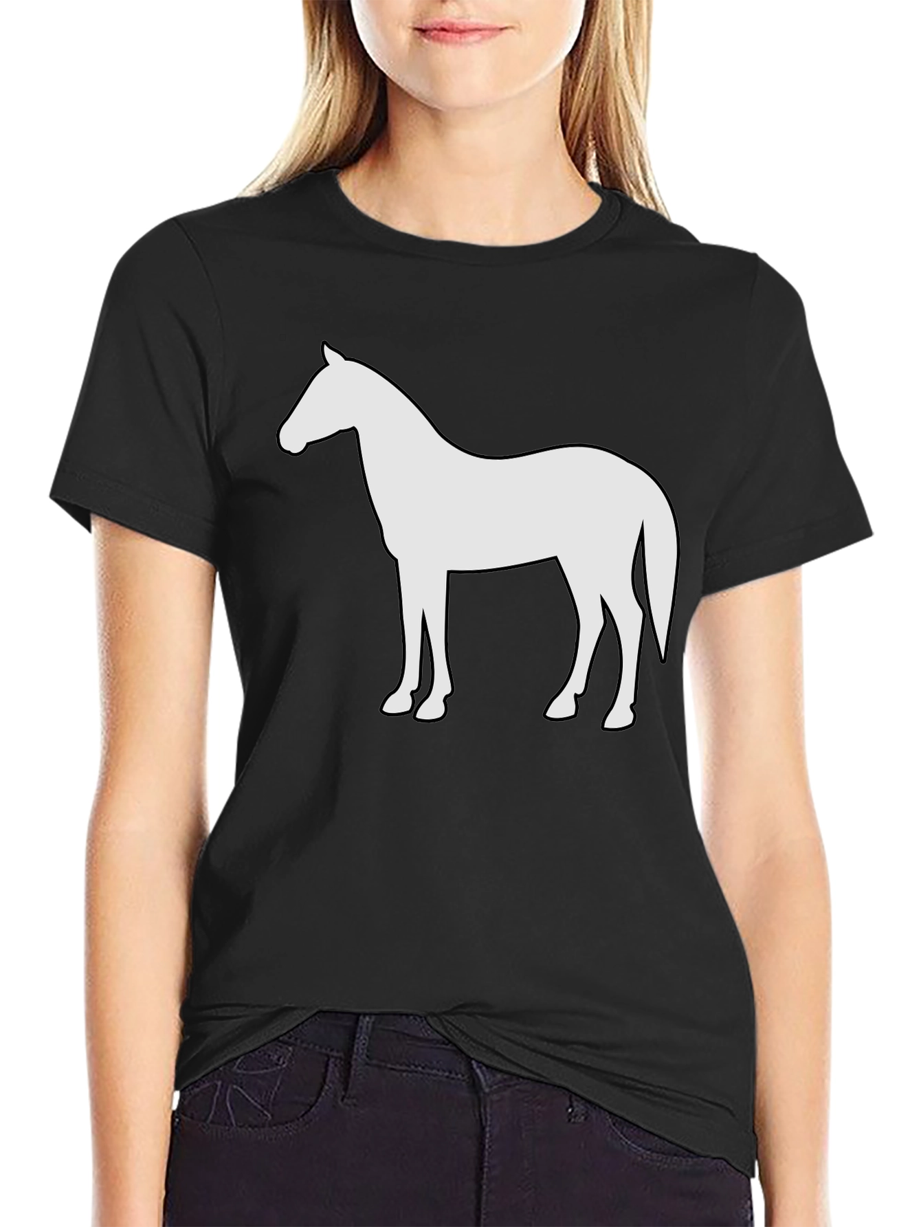 Horse Silhouette Graphic Tee - Black