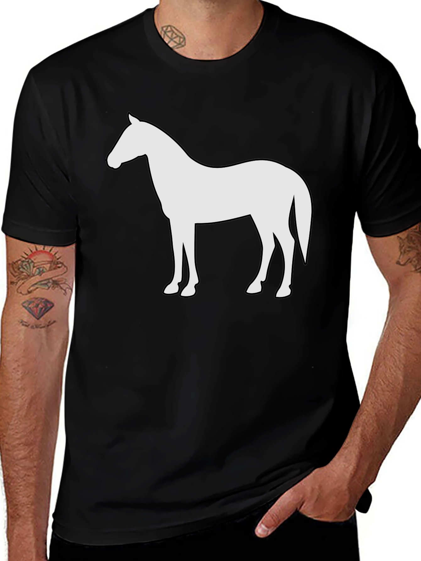 Horse Silhouette Graphic Tee - Black