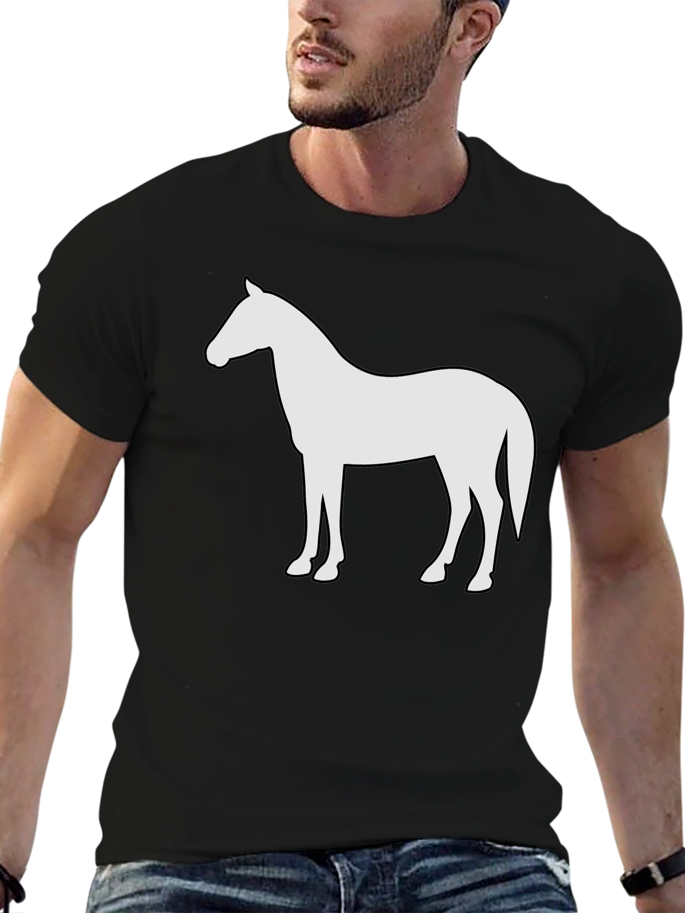 Horse Silhouette Graphic Tee - Black