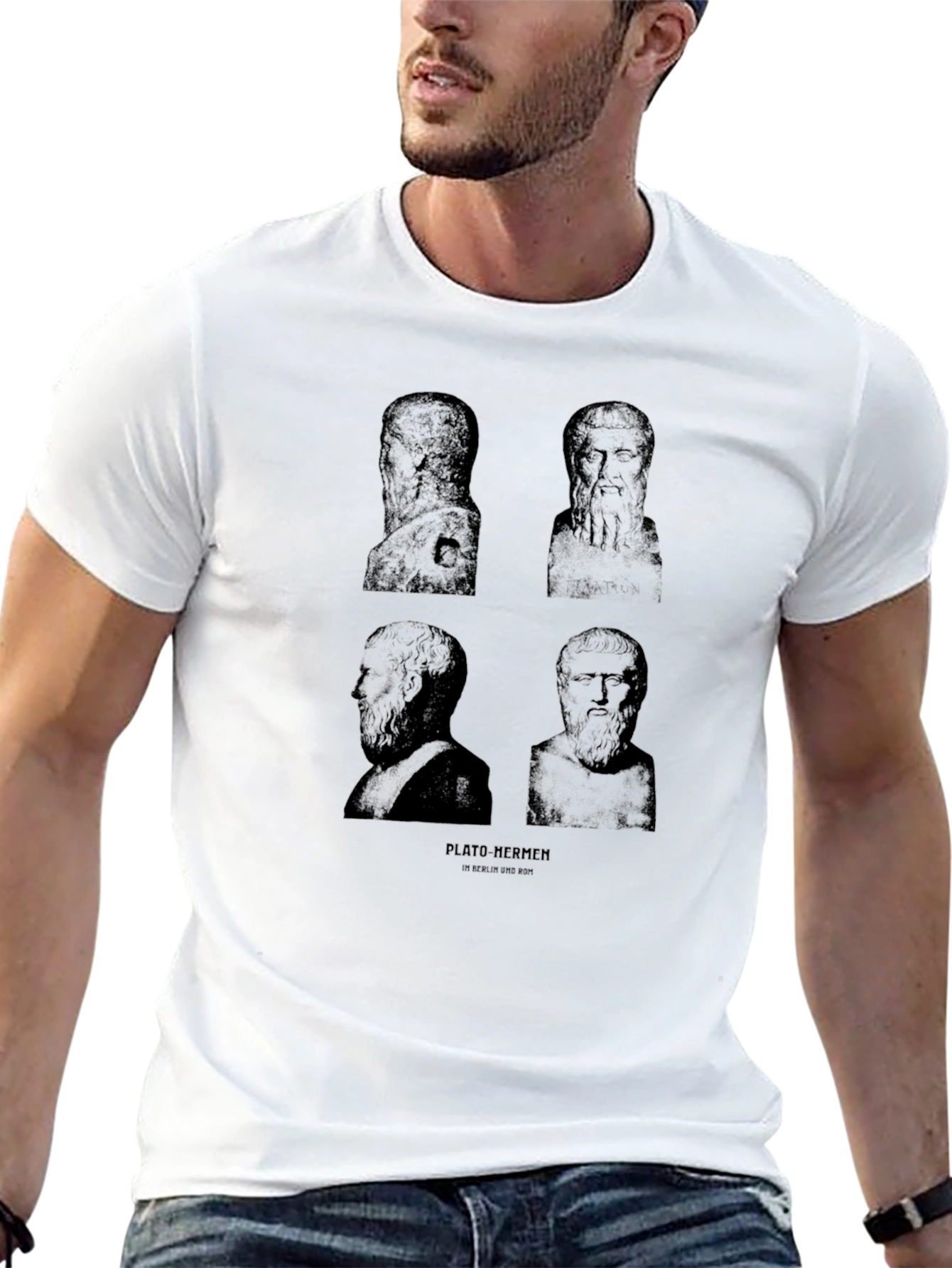 Philosopher Bust Graphic Print T-Shirt