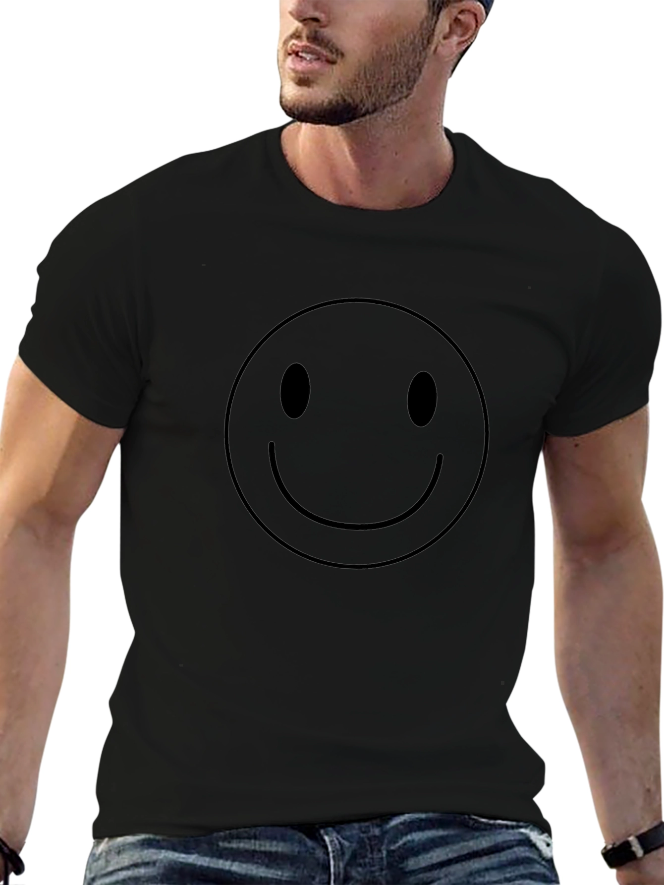 Smiley Face Graphic T-Shirt - Black