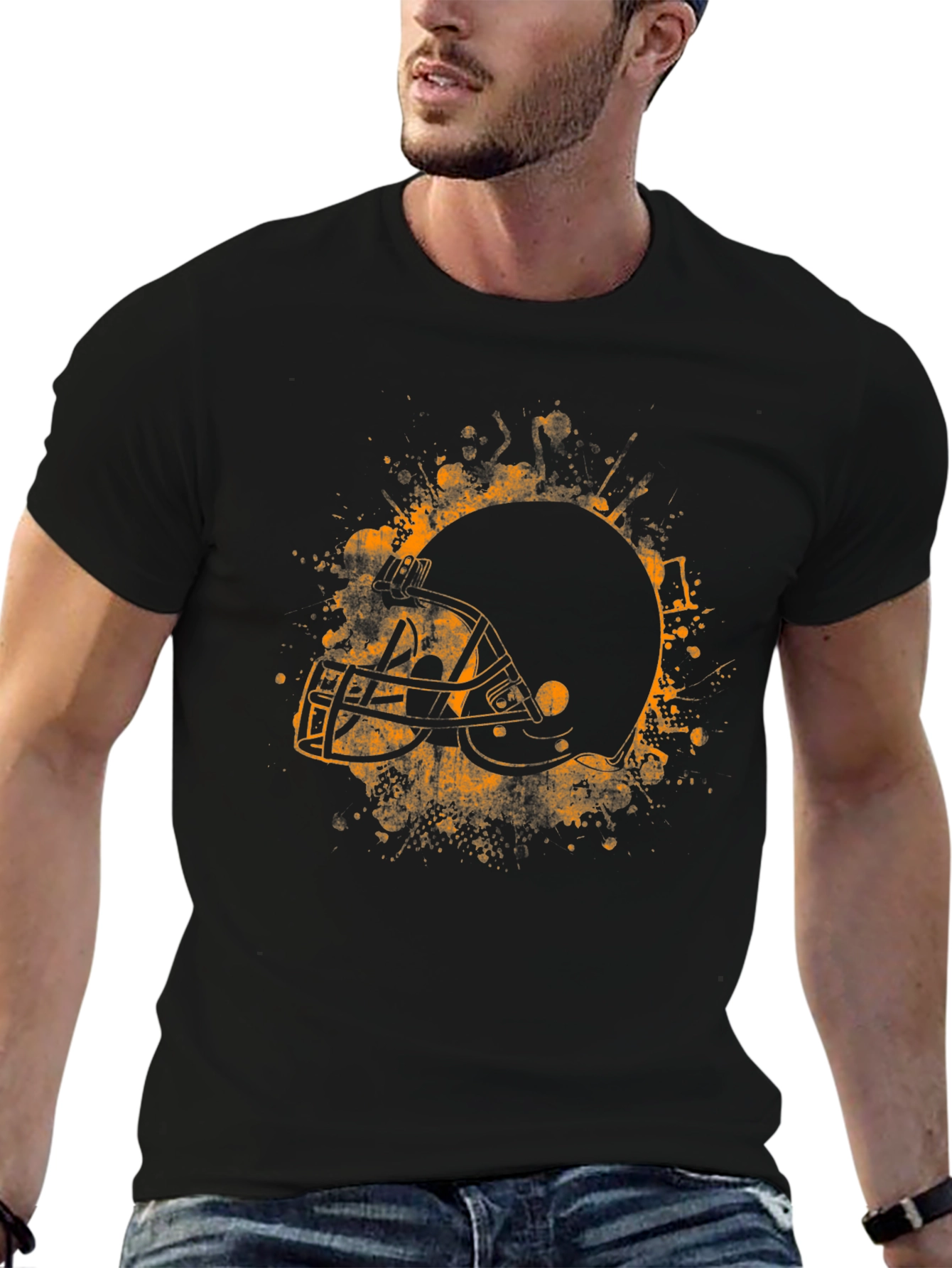 Football Helmet Graphic Tee - Black