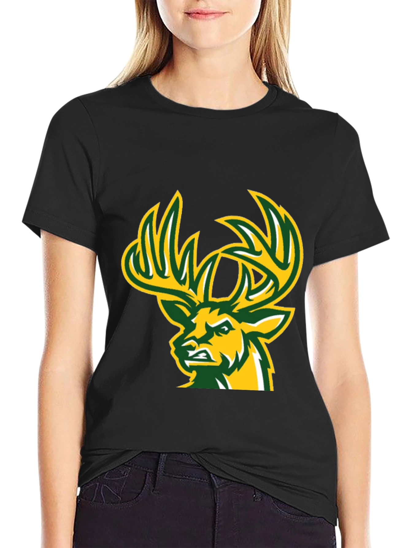 Deer Graphic T-Shirt - Black Cotton Tee