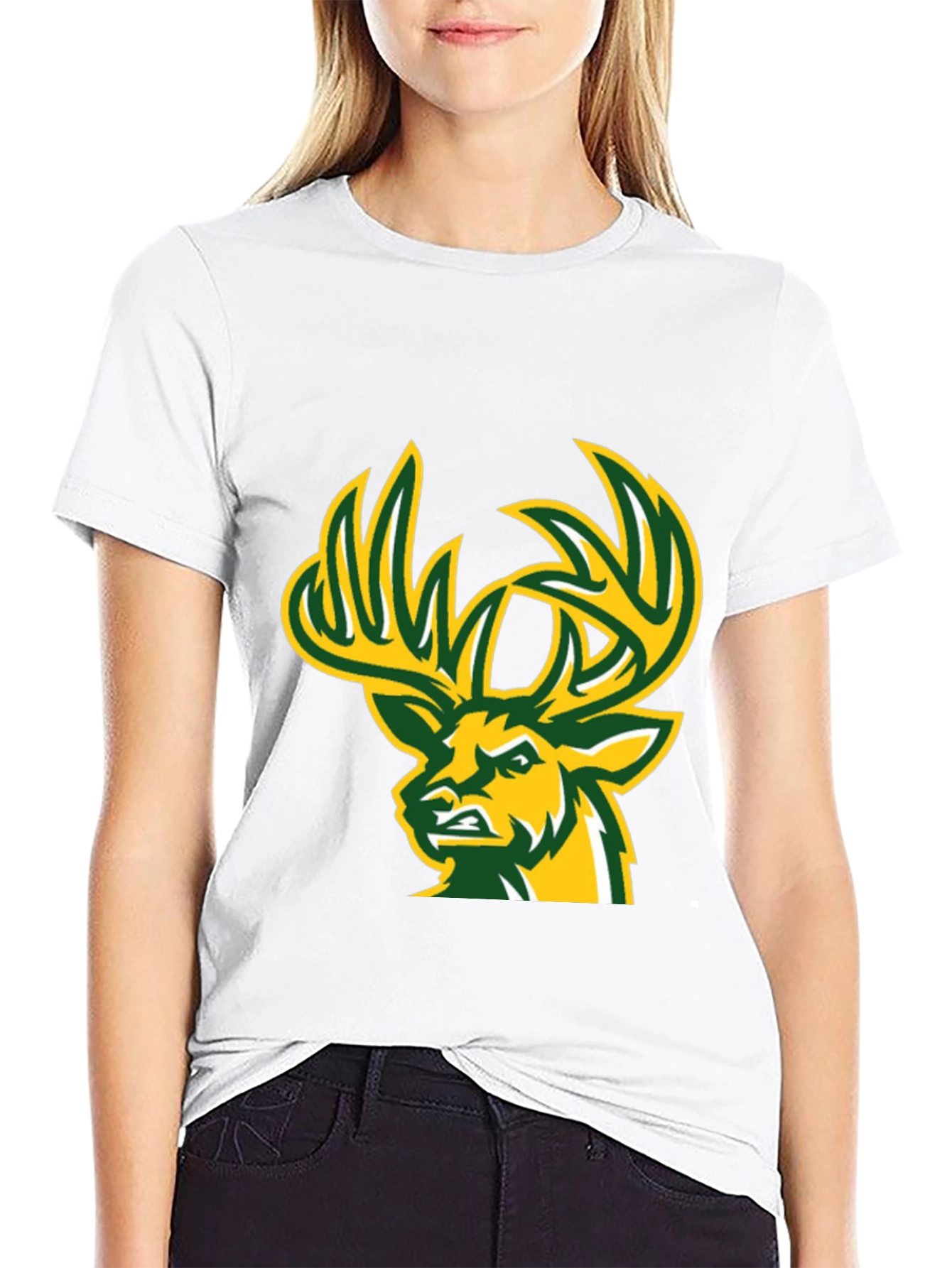 Deer Graphic T-Shirt - Black Cotton Tee