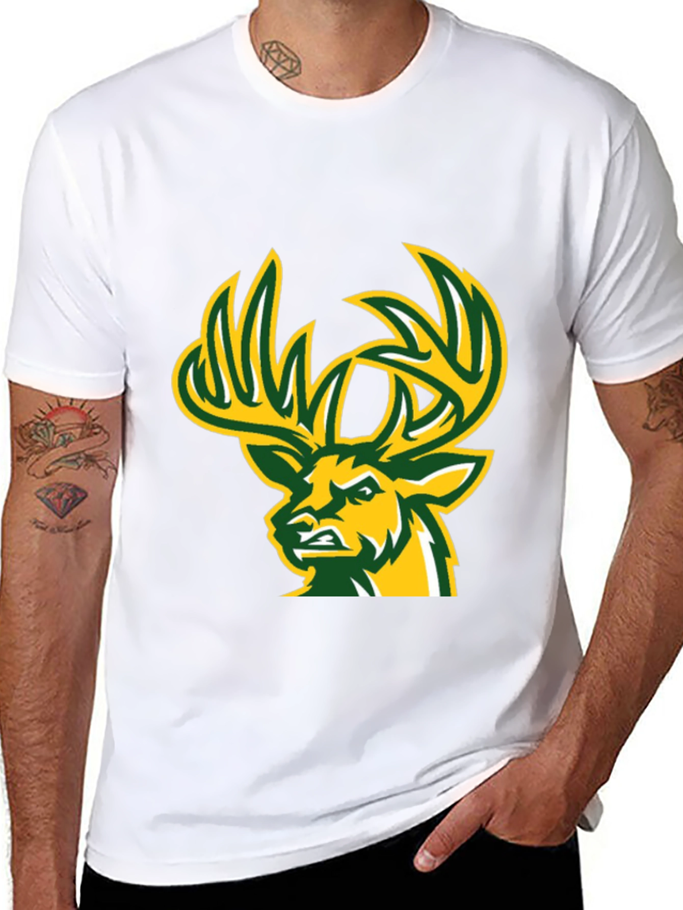 Deer Graphic T-Shirt - Black Cotton Tee