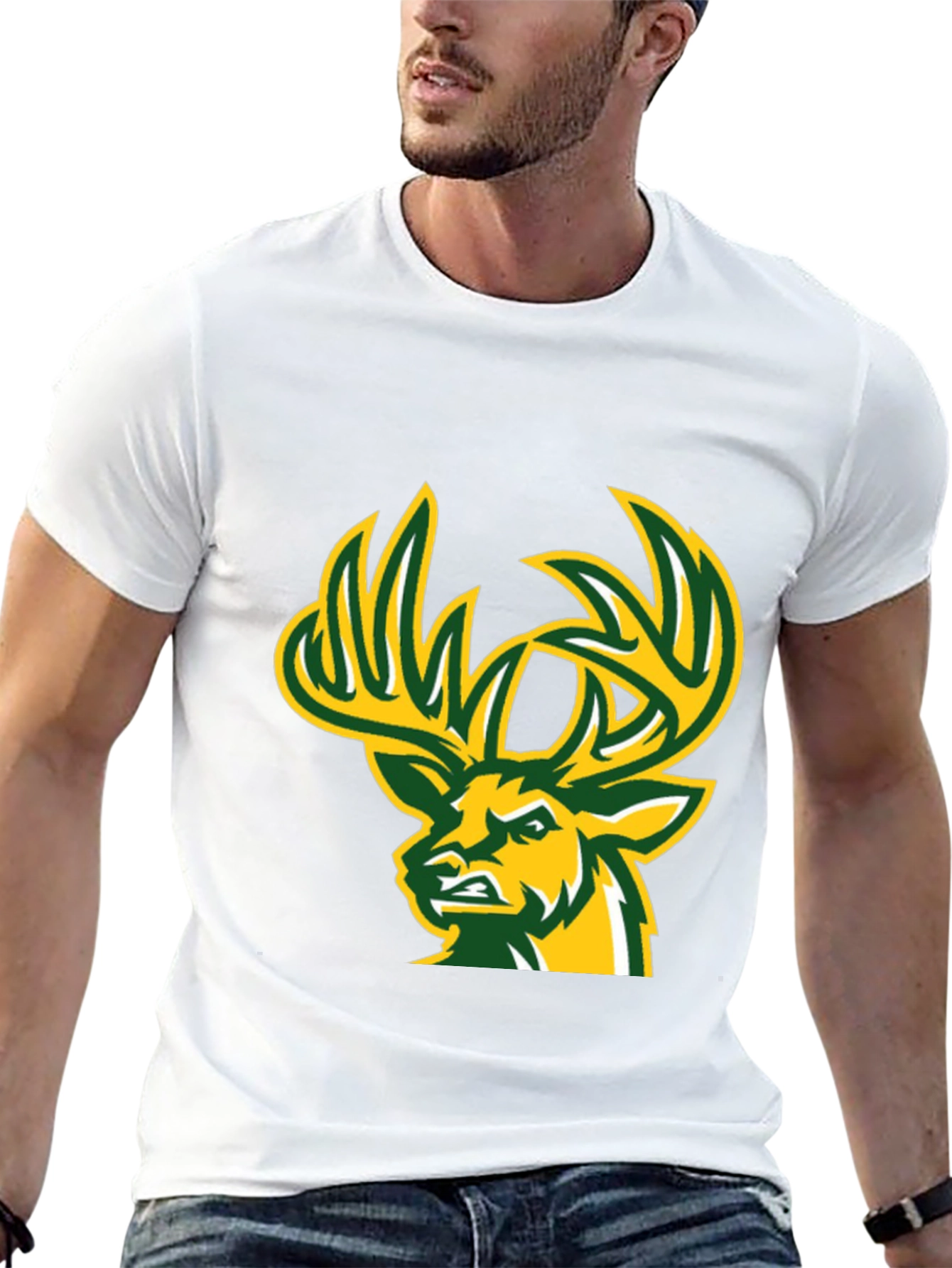 Deer Graphic T-Shirt - Black Cotton Tee