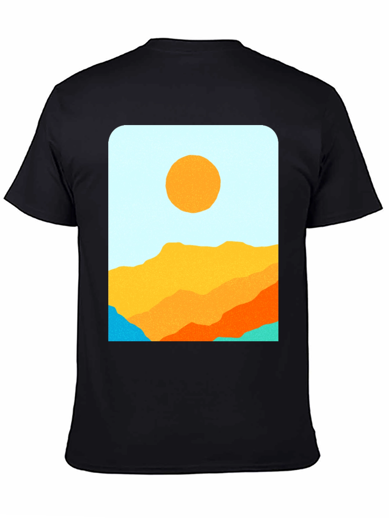 Retro Landscape Graphic Tee - Black Cotton Blend