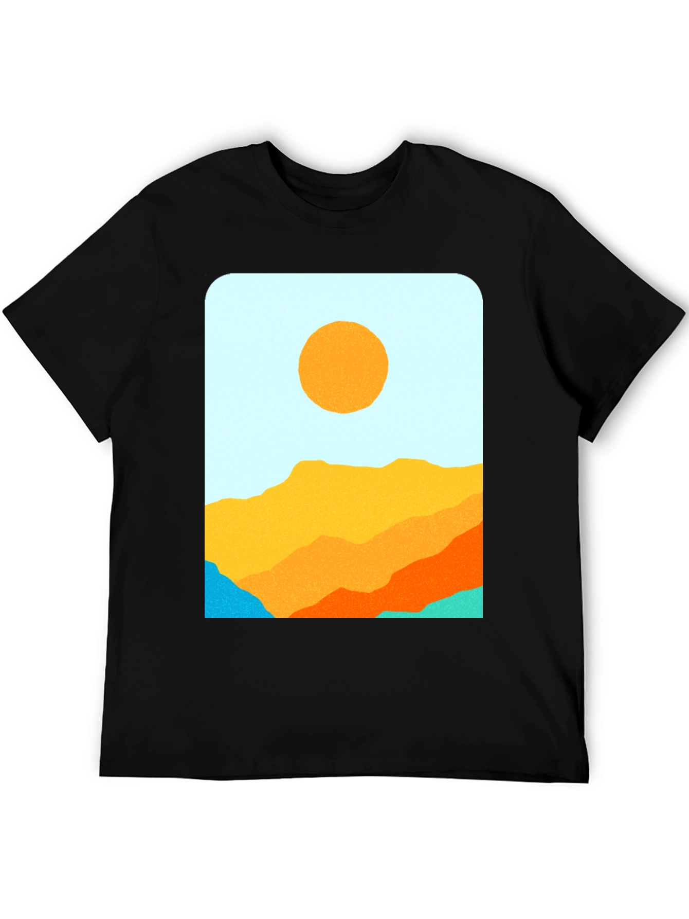 Retro Landscape Graphic Tee - Black Cotton Blend