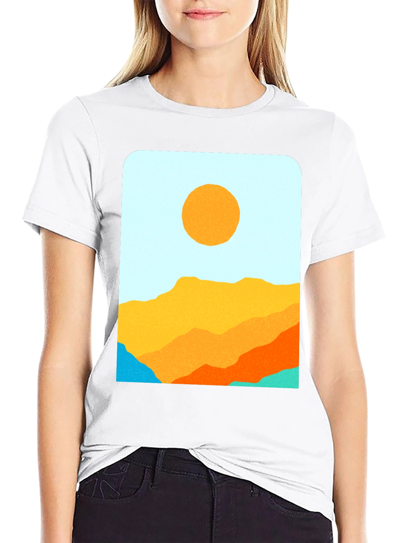 Retro Landscape Graphic Tee - Black Cotton Blend
